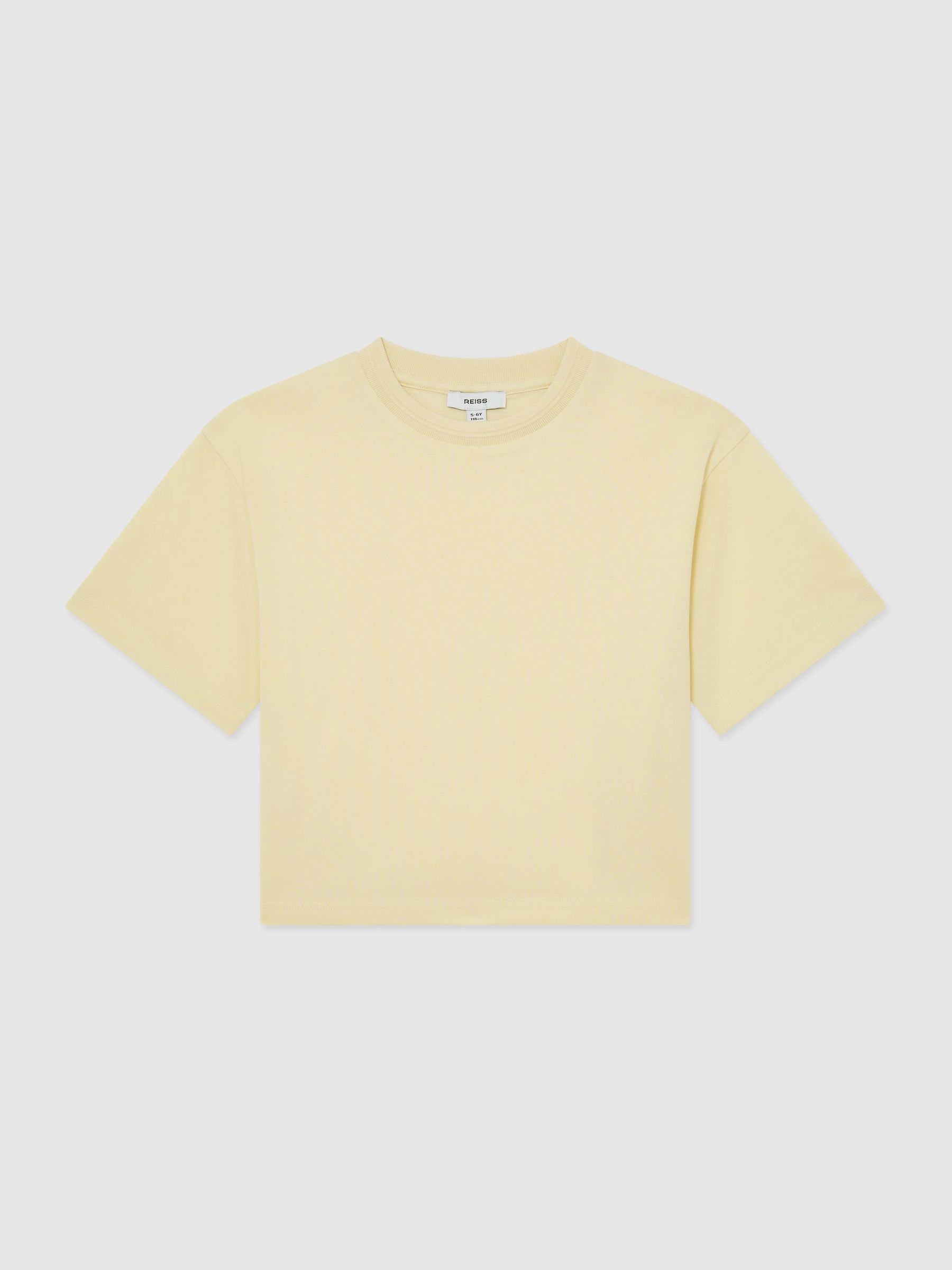Cotton Ribbed-Neck Oversized T-Shirt in Yellow - Image 2 of 3 Cotton Ribbed-Neck Oversized T-Shirt in Yellow - Image 2 of 3