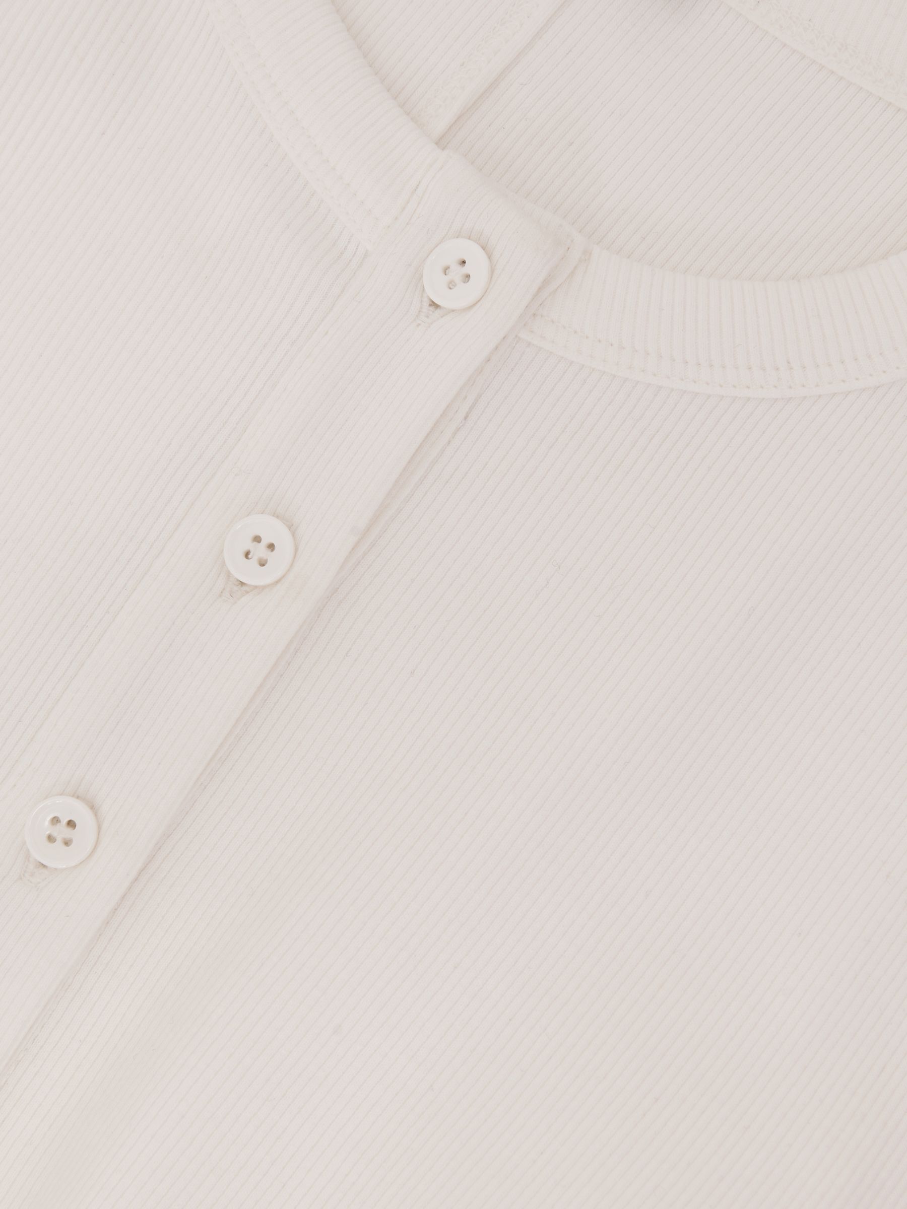 Stretch-Cotton Half-Button Top in White - image 3