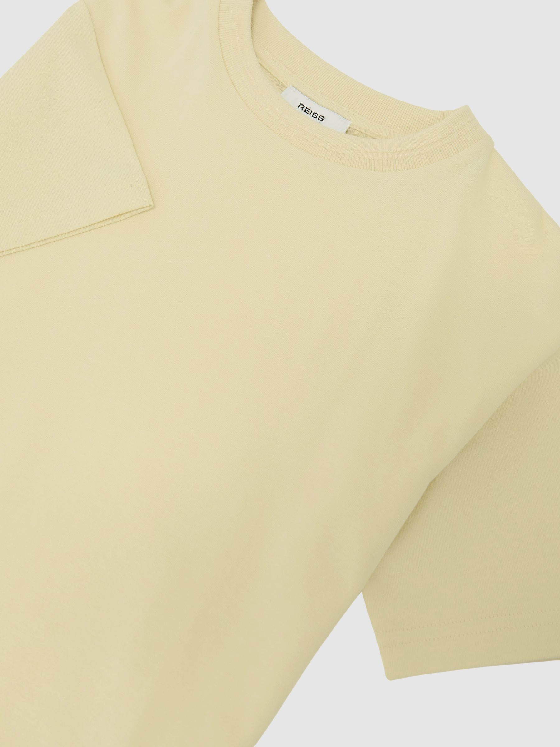 Cotton Ribbed-Neck Oversized T-Shirt in Yellow - Image 3 of 4