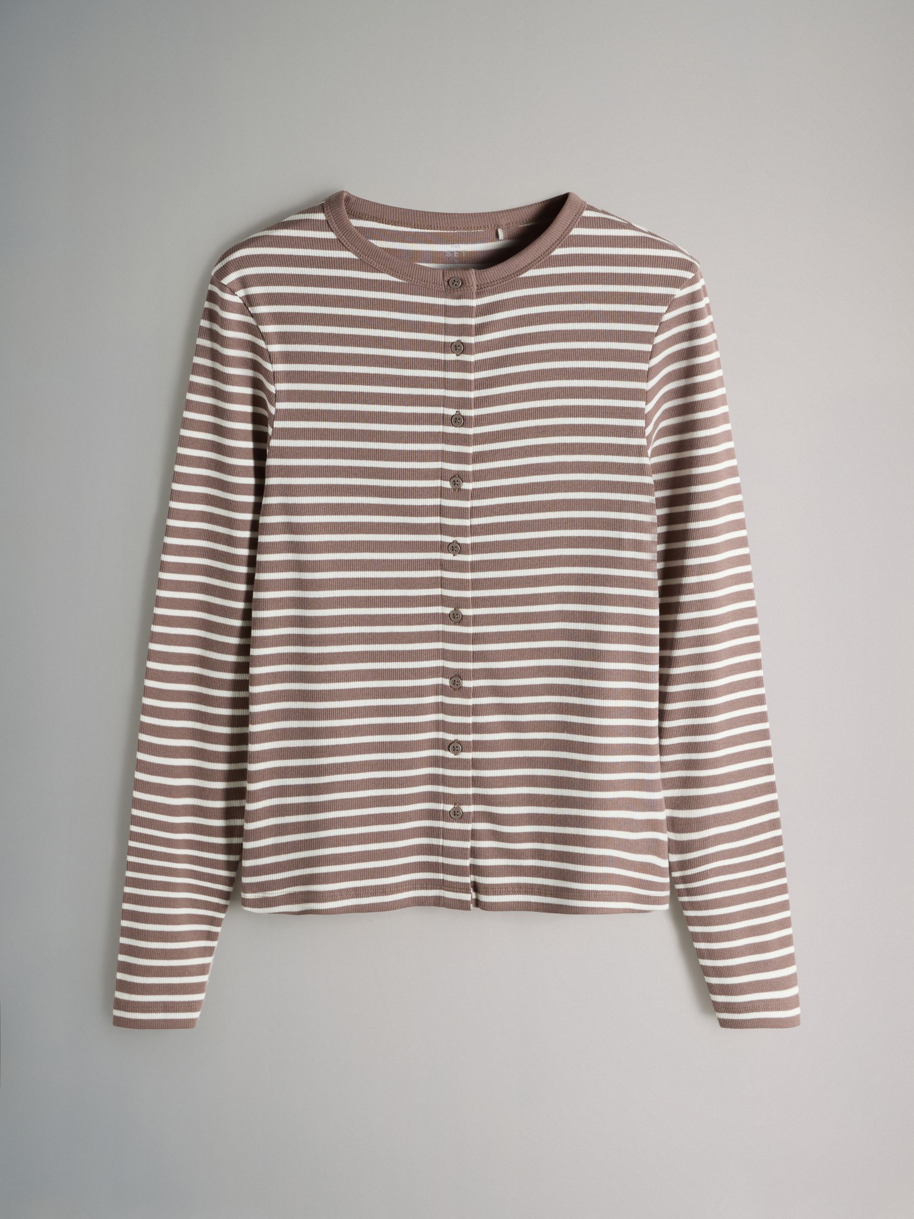 4 Pack Long Sleeve Button Through TShirts Navy/Pink/White/Stripe - Image 3 of 7