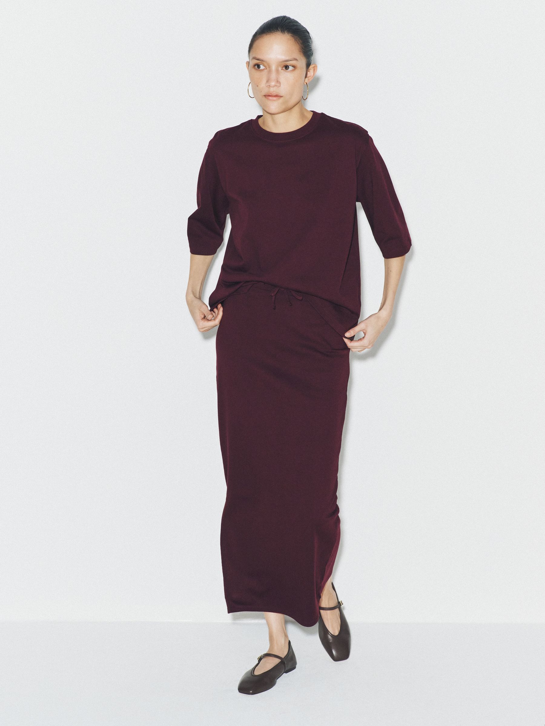 2 Pack Heavyweight Skirt and T-Shirt Co-Ord Burgundy Plum - Image 1 of 6