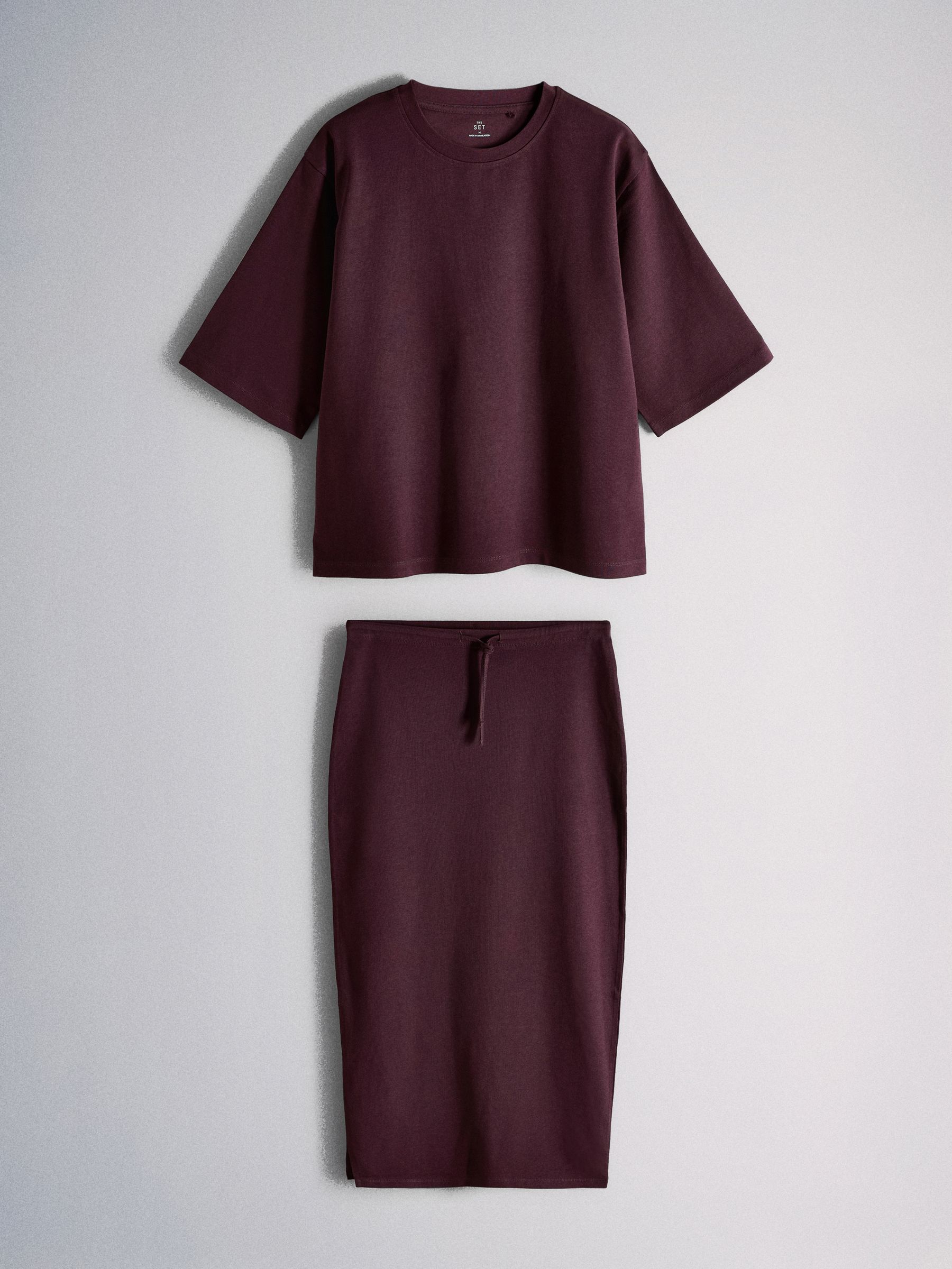 2 Pack Heavyweight Skirt and T-Shirt Co-Ord Burgundy Plum - Image 2 of 6