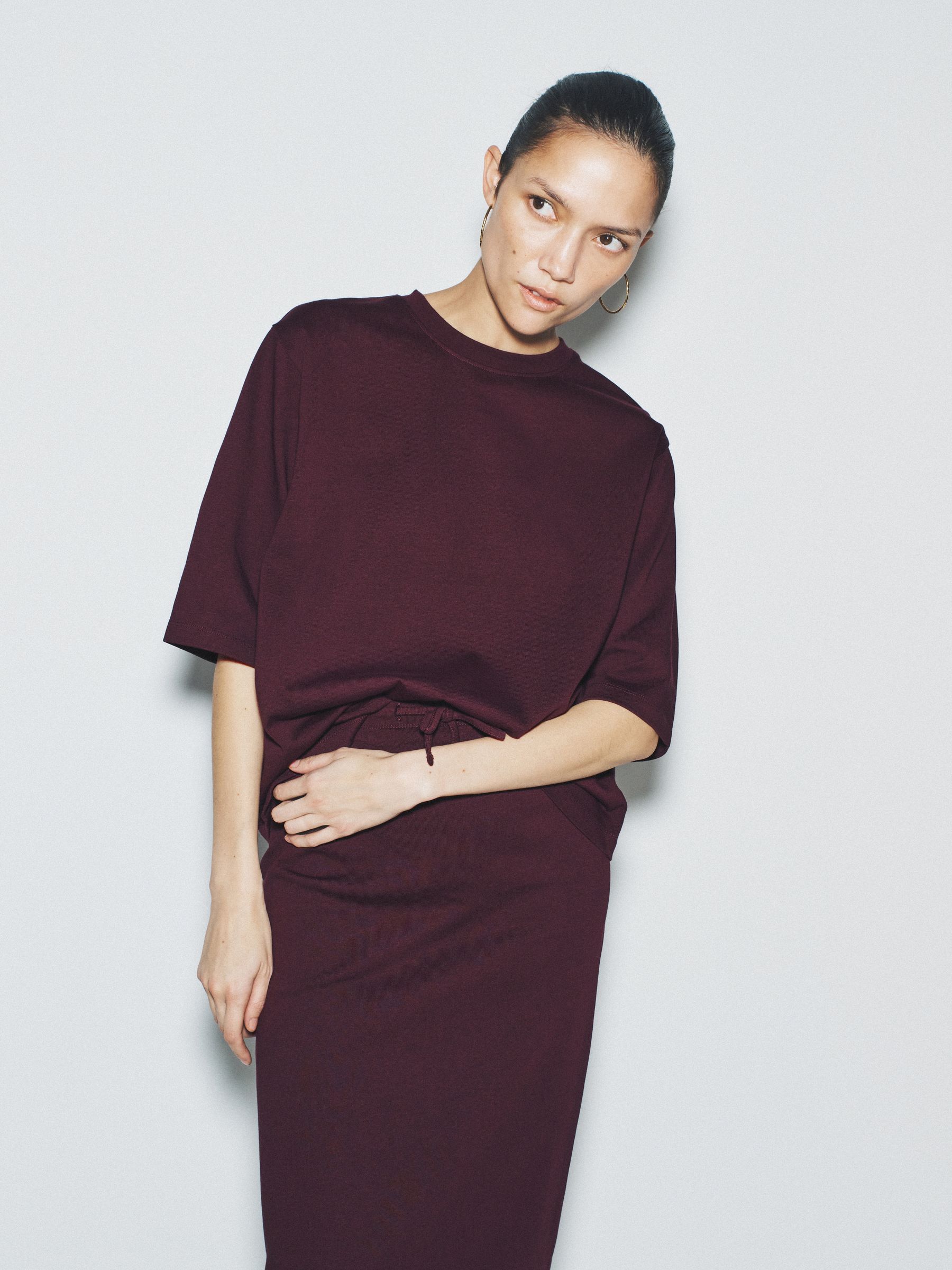 2 Pack Heavyweight Skirt and T-Shirt Co-Ord Burgundy Plum - Image 4 of 6
