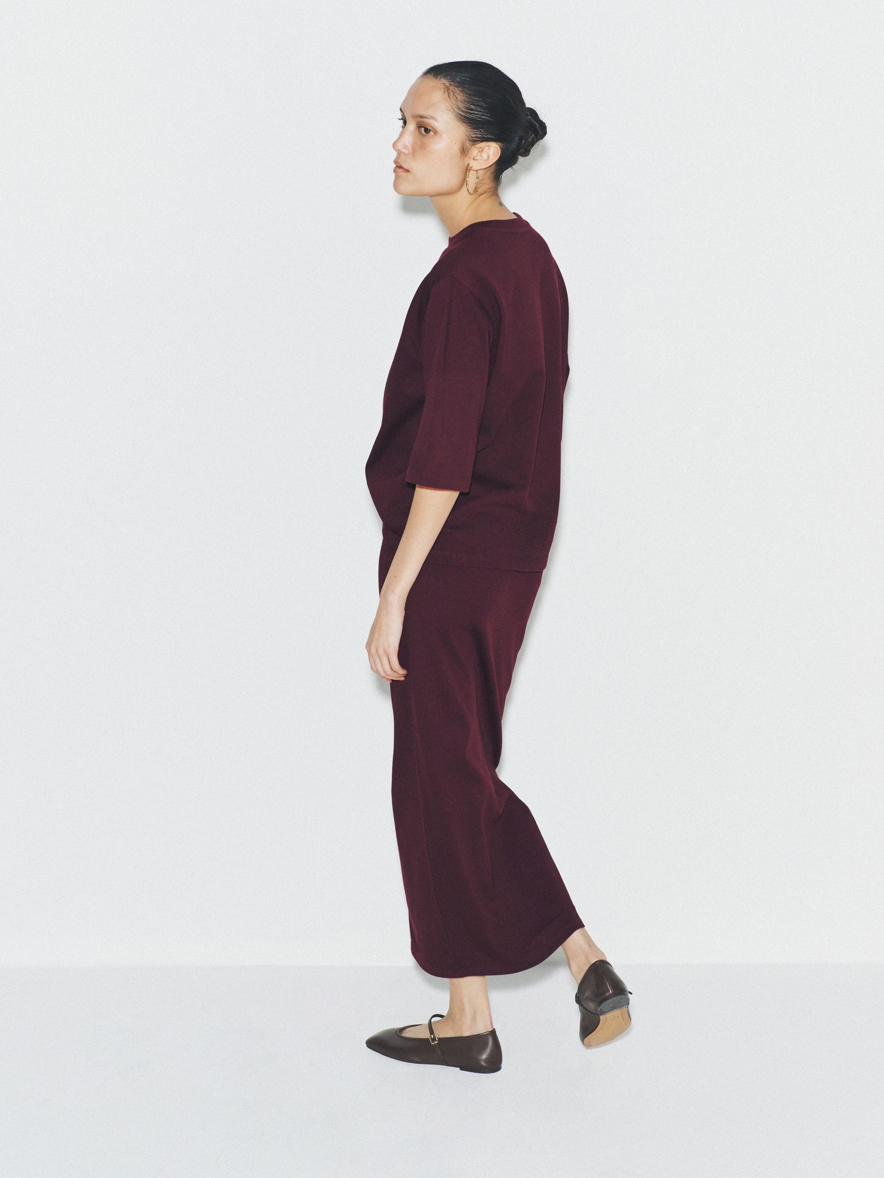 2 Pack Heavyweight Skirt and T-Shirt Co-Ord Burgundy Plum - Image 5 of 6