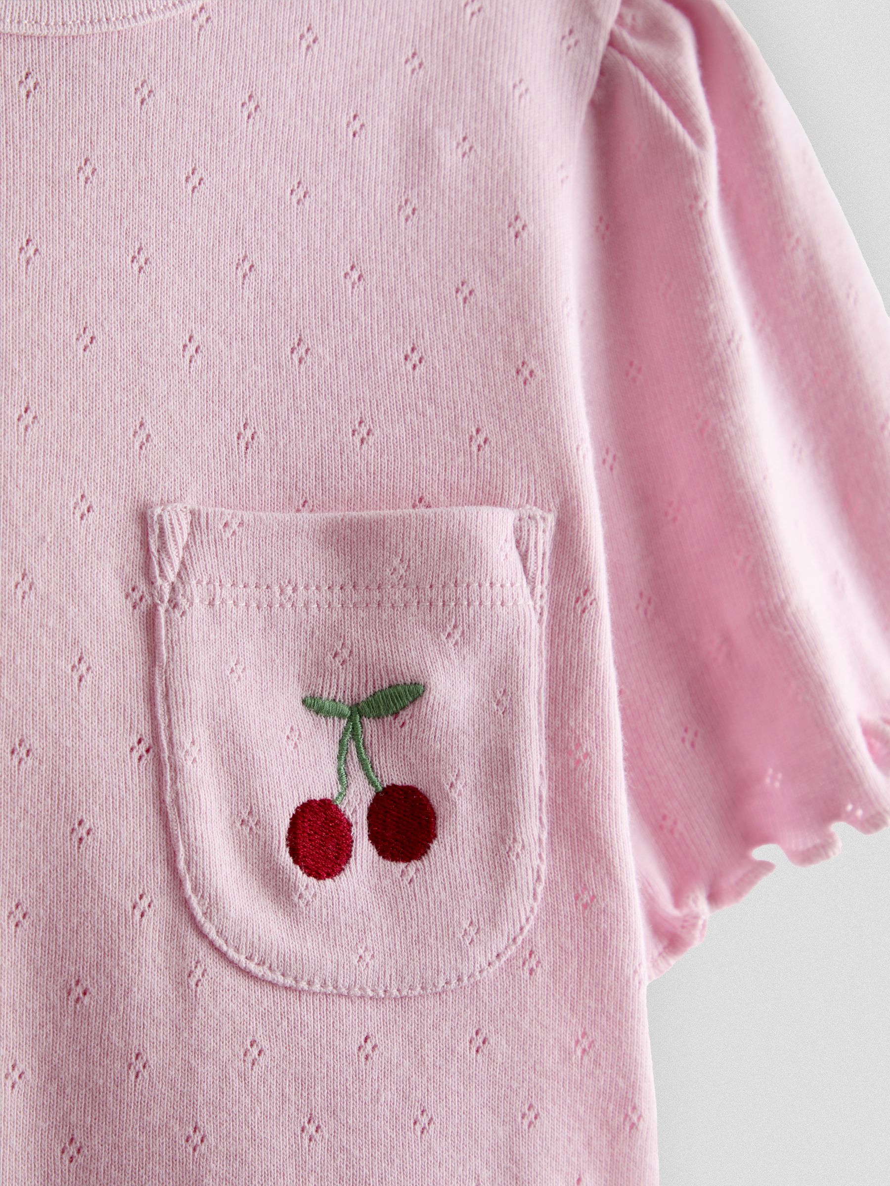 Light Pink Cherry Pointelle Pretty Pyjamas - Image 7 of 7