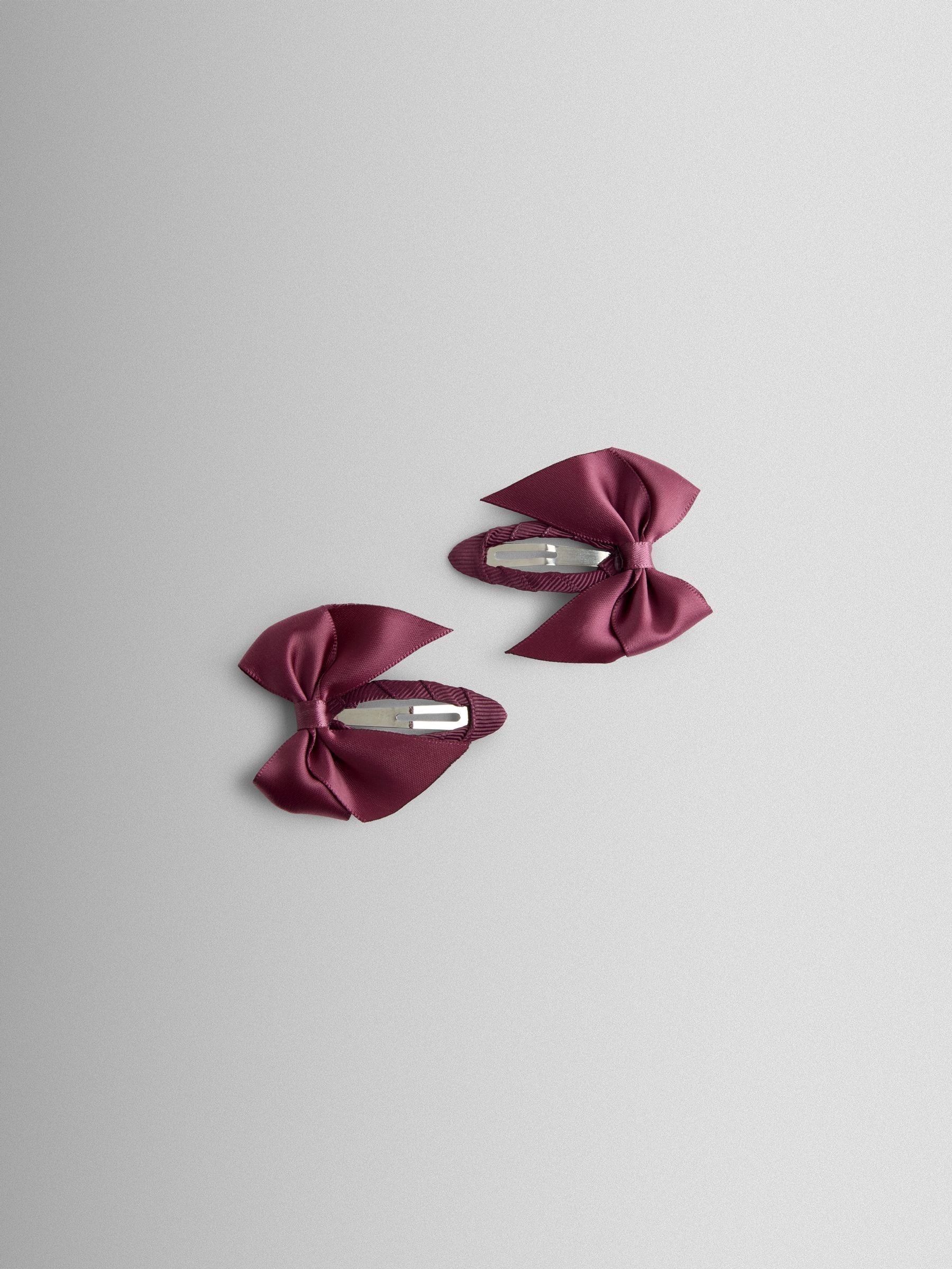 Burgundy Satin Bow Clips 2 Pack - Image 2 of 3 Burgundy Satin Bow Clips 2 Pack - Image 2 of 3