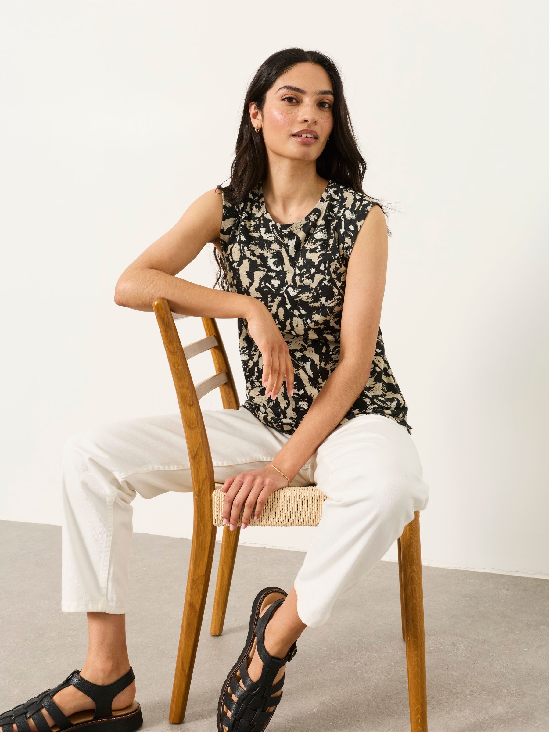 Tia Black Mono Texture Tank Top - Image 5 of 6