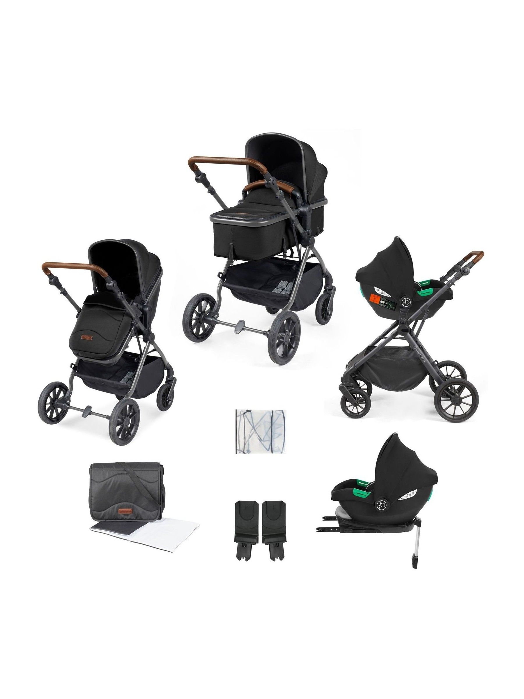 Ickle Bubba 9 Piece Black Cosmo Travel System with Stratus iSize Car Seat - Image 2 of 6