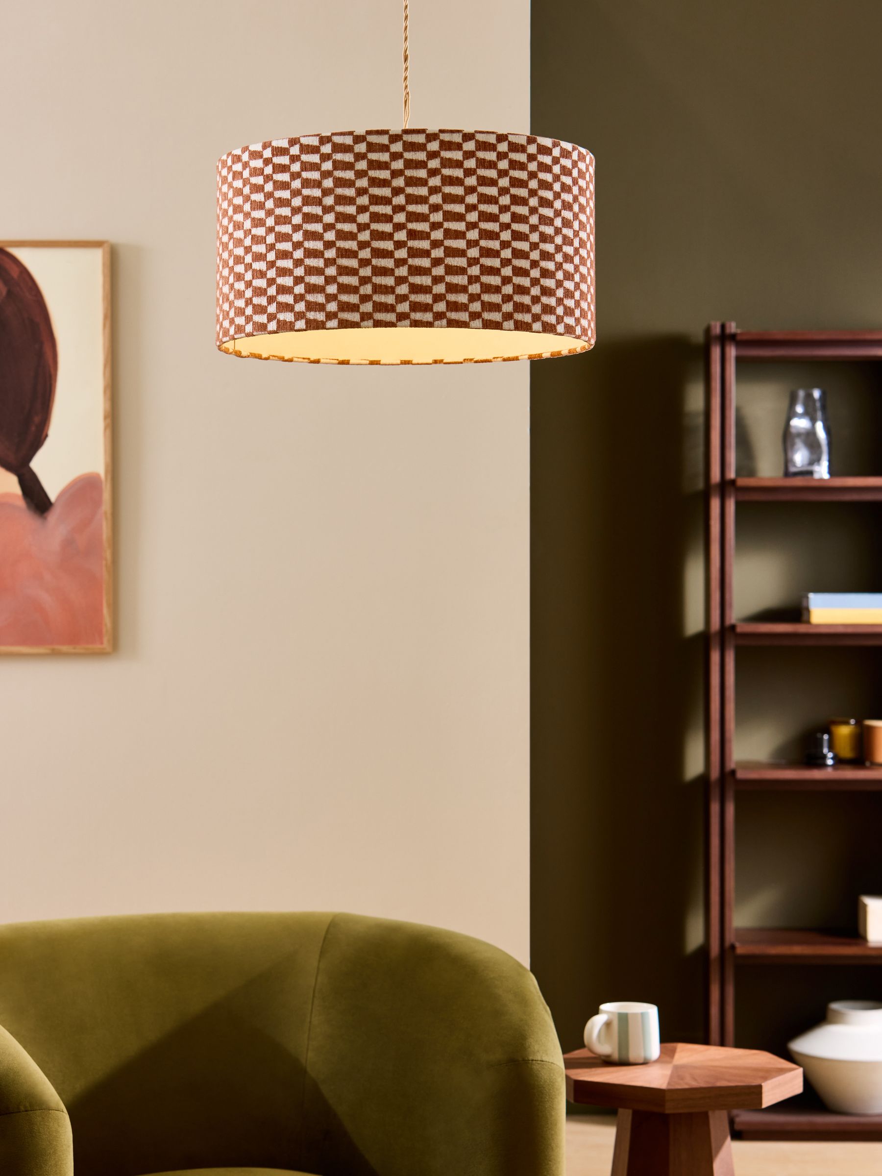 Geo Easy Fit Shade Ceiling Light in Brown/Cream - Image 1 of 4