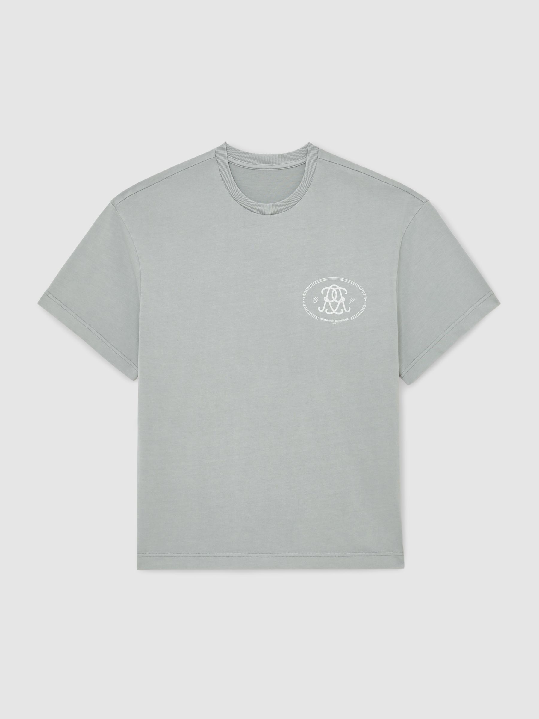 Monogram-Print Pigment-Dyed Relaxed T-Shirt in Powder Blue - image 1