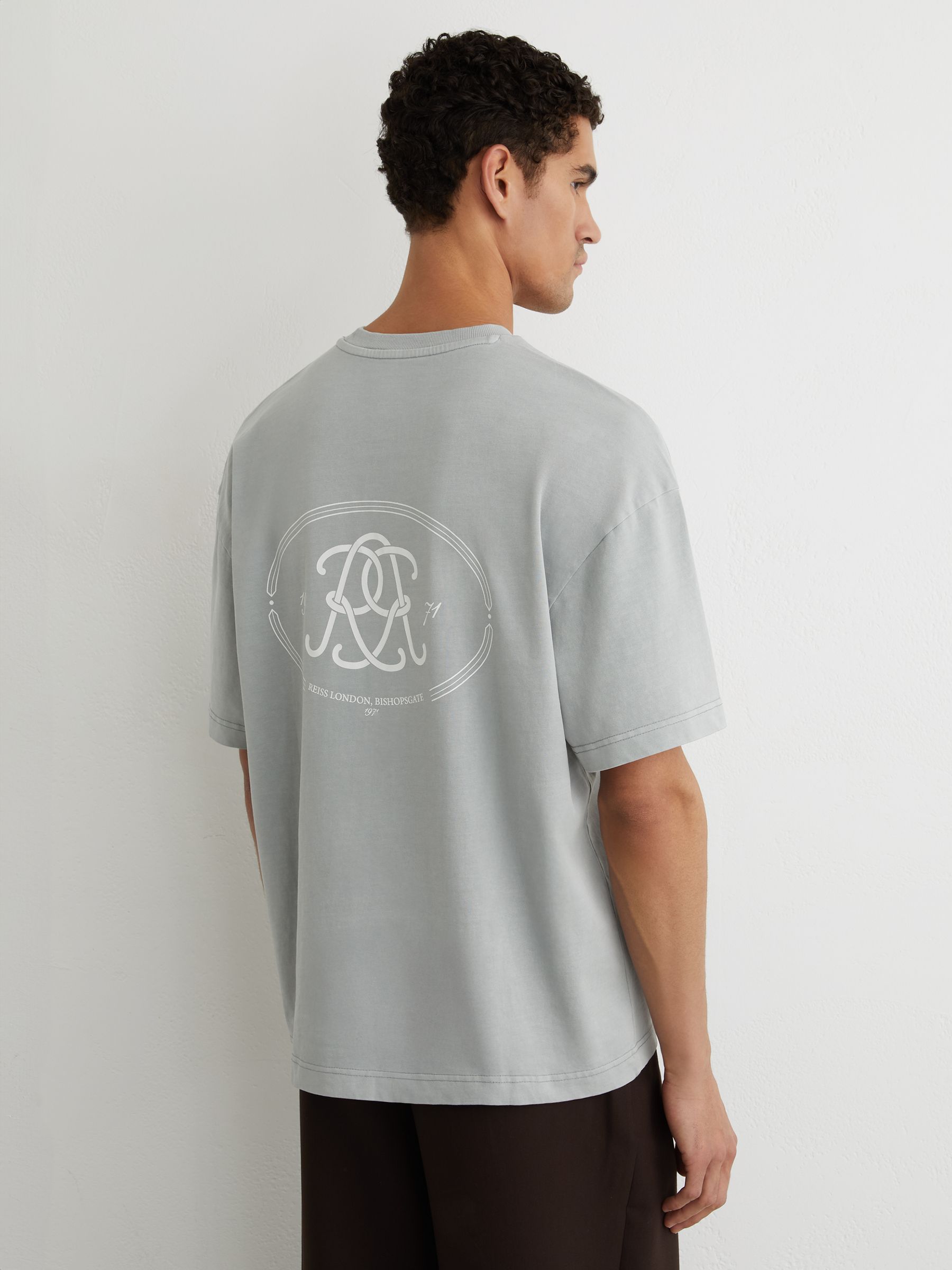 Monogram-Print Pigment-Dyed Relaxed T-Shirt in Powder Blue - image 5