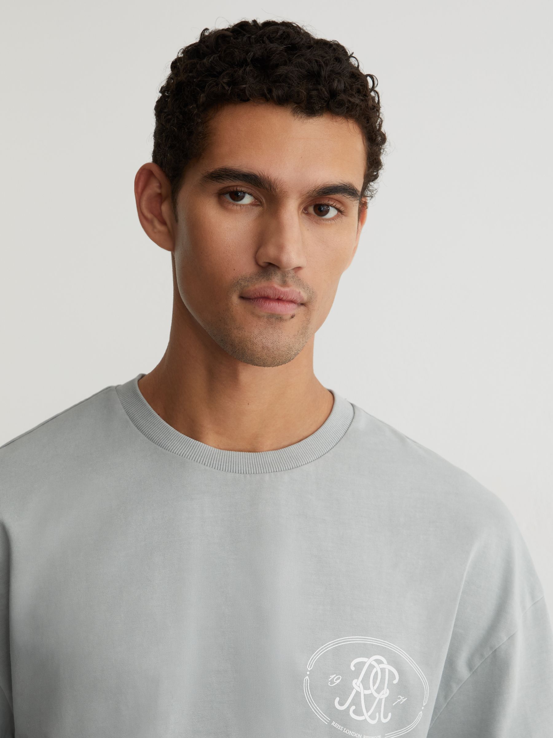 Monogram-Print Pigment-Dyed Relaxed T-Shirt in Powder Blue - image 4
