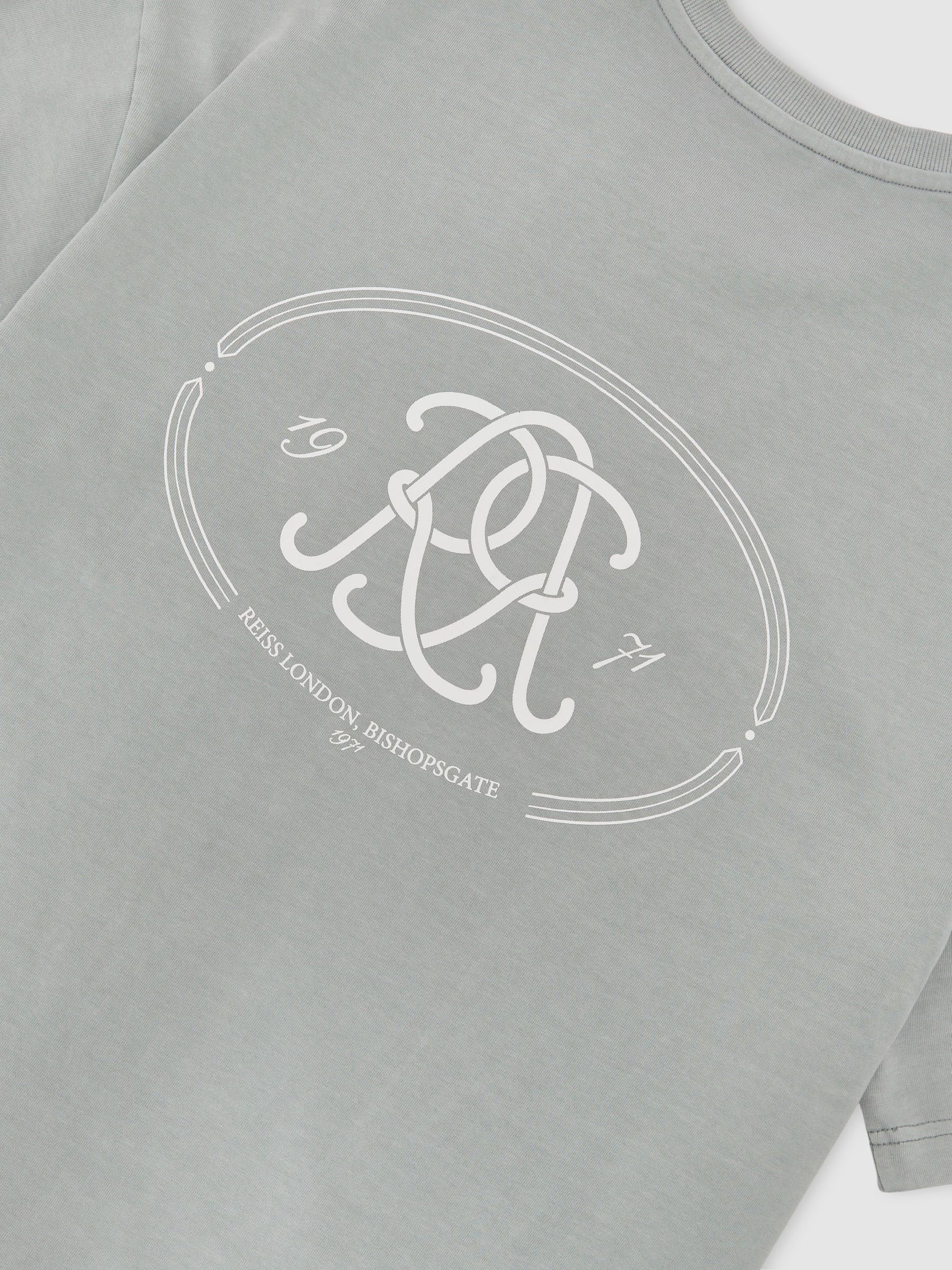 Monogram-Print Pigment-Dyed Relaxed T-Shirt in Powder Blue - image 3