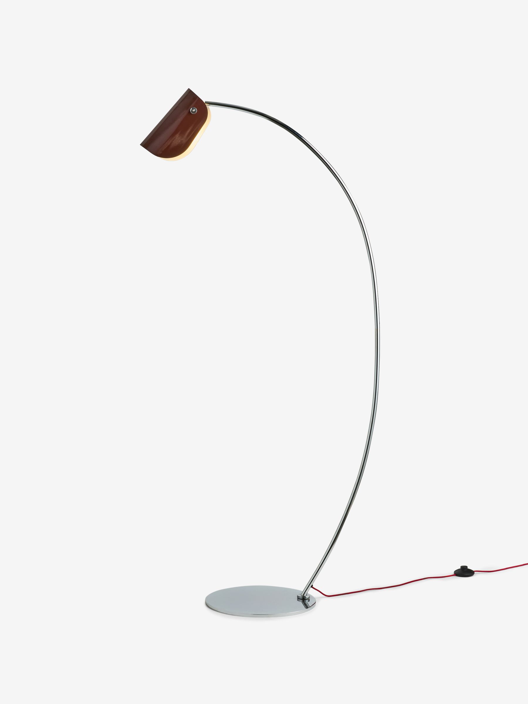 Curve Floor Lamp in Chrome & Red - Image 4 of 5