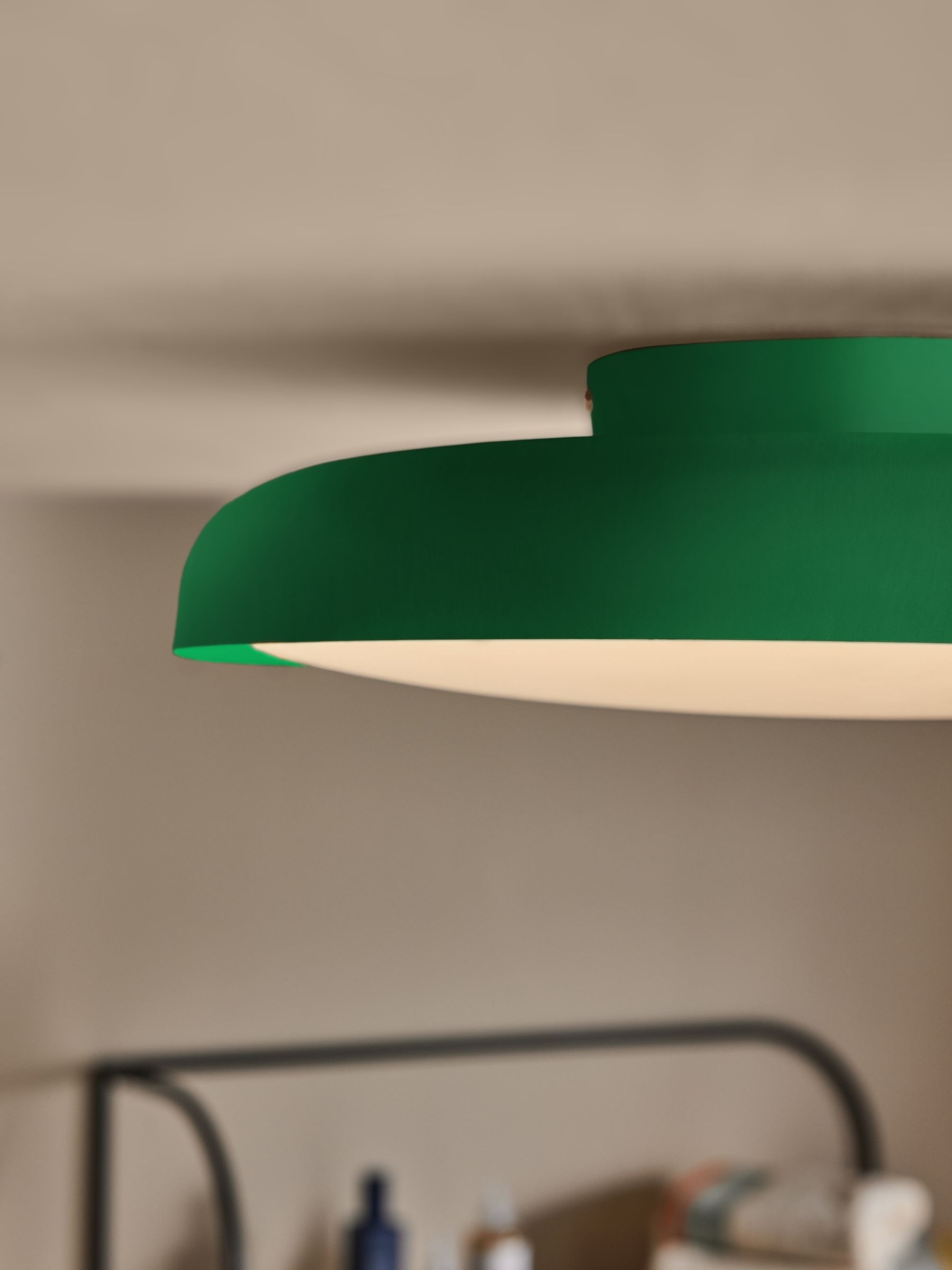 Nura Flush Bathroom Ceiling Light in Green - Image 2 of 5