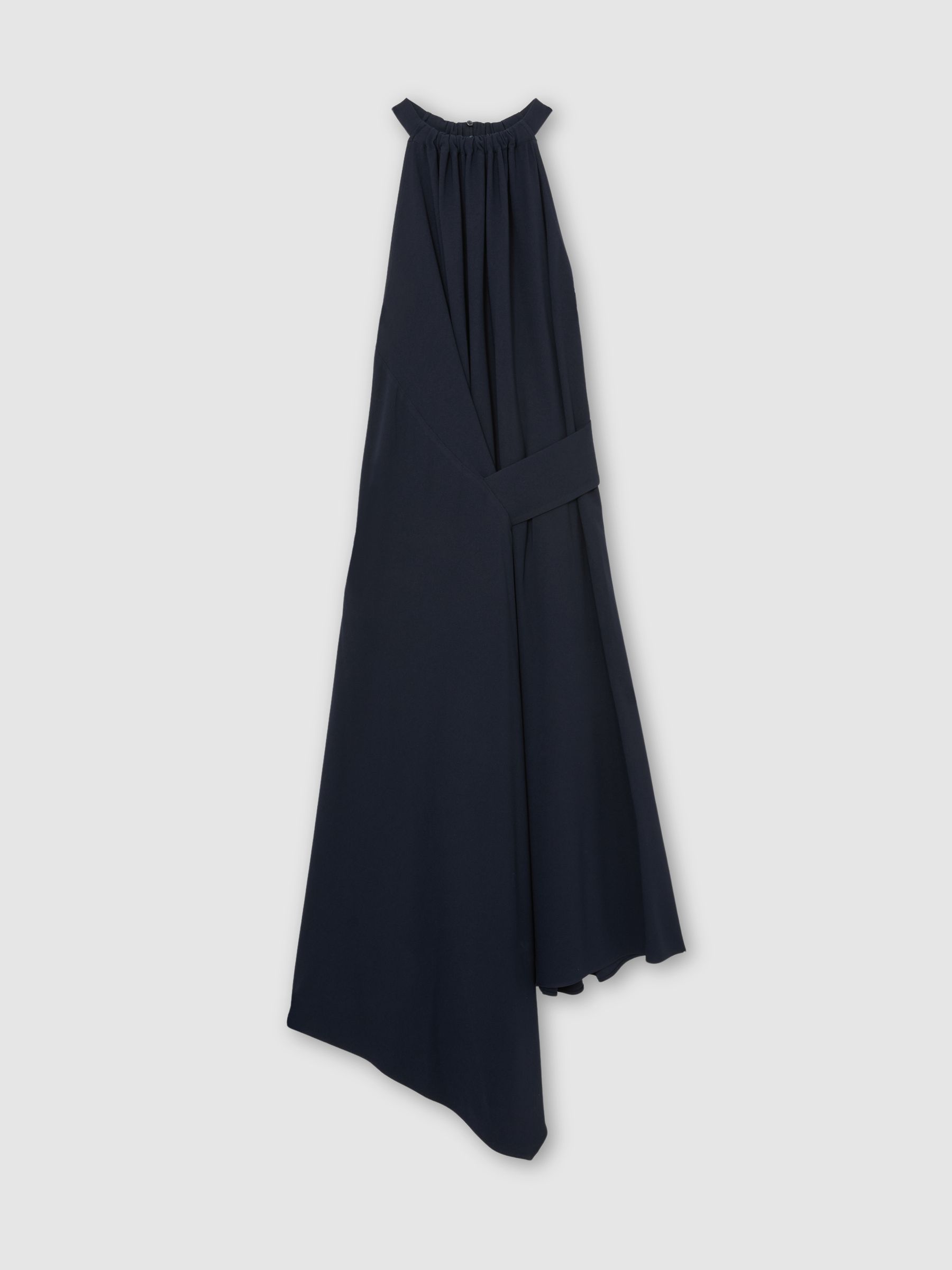 Drape-Detail Sleeveless Midi Dress in Navy - image 1