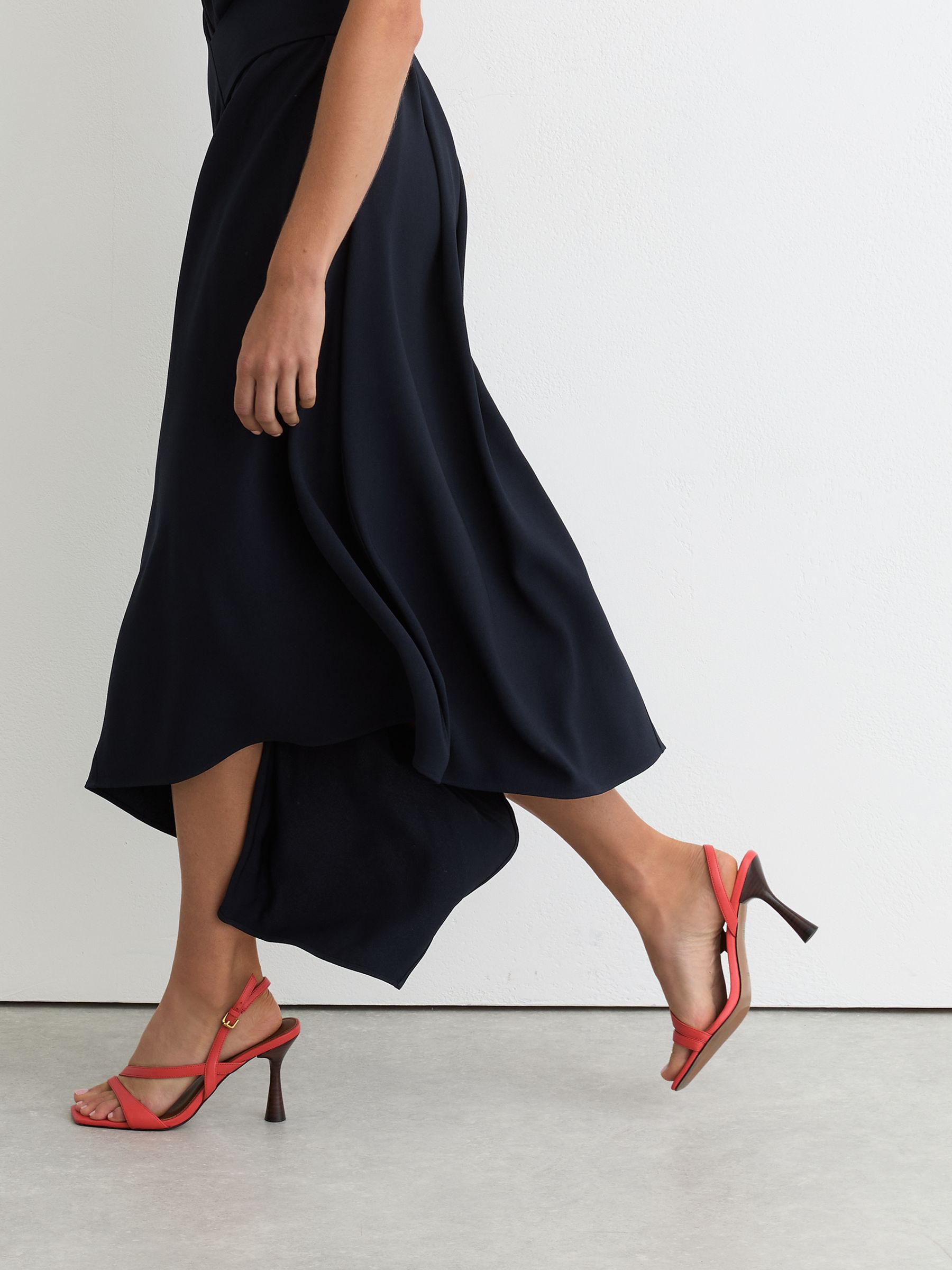 Drape-Detail Sleeveless Midi Dress in Navy - Image 3 of 8