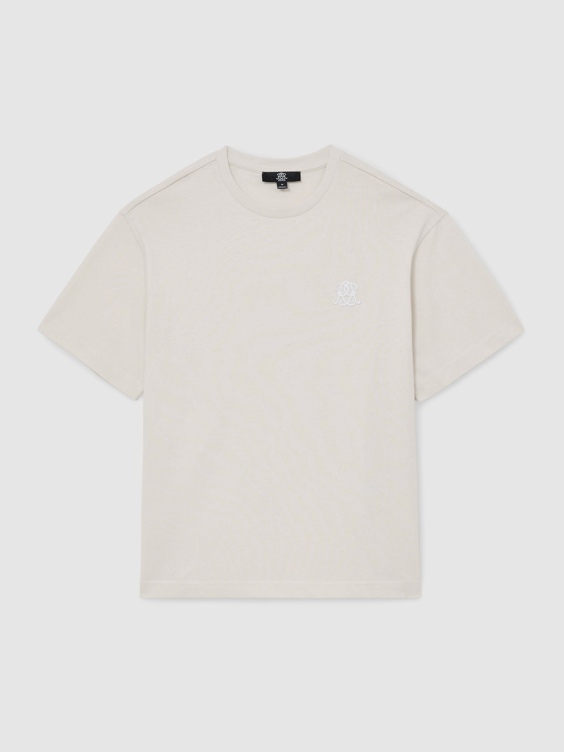 Monogram Embroidered Relaxed-Fit T-Shirt in White - image 1