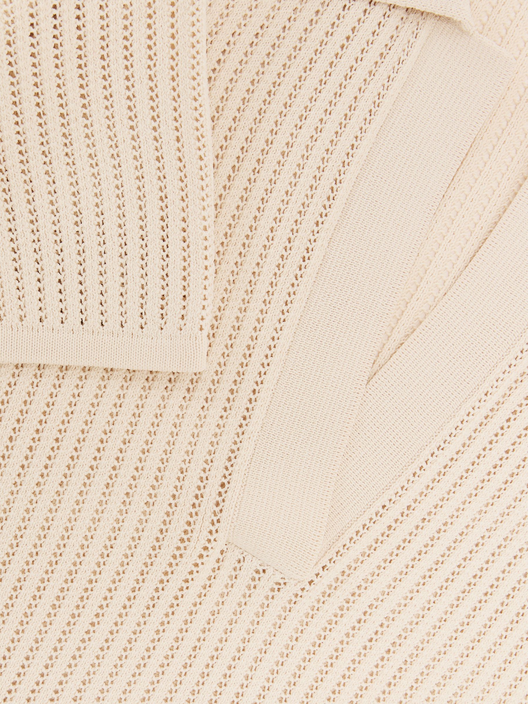 Open-Stitch Knitted Polo Top in Ivory - image 3