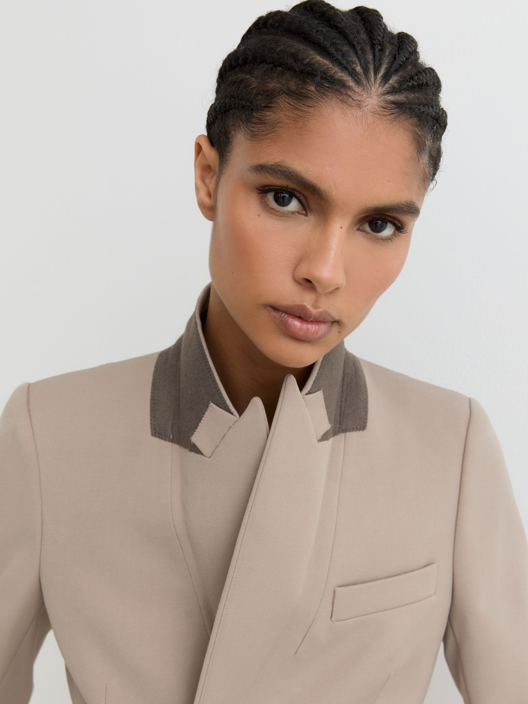 Tailored Single Breasted Suit Blazer in Stone Neutral - Image 6 of 9