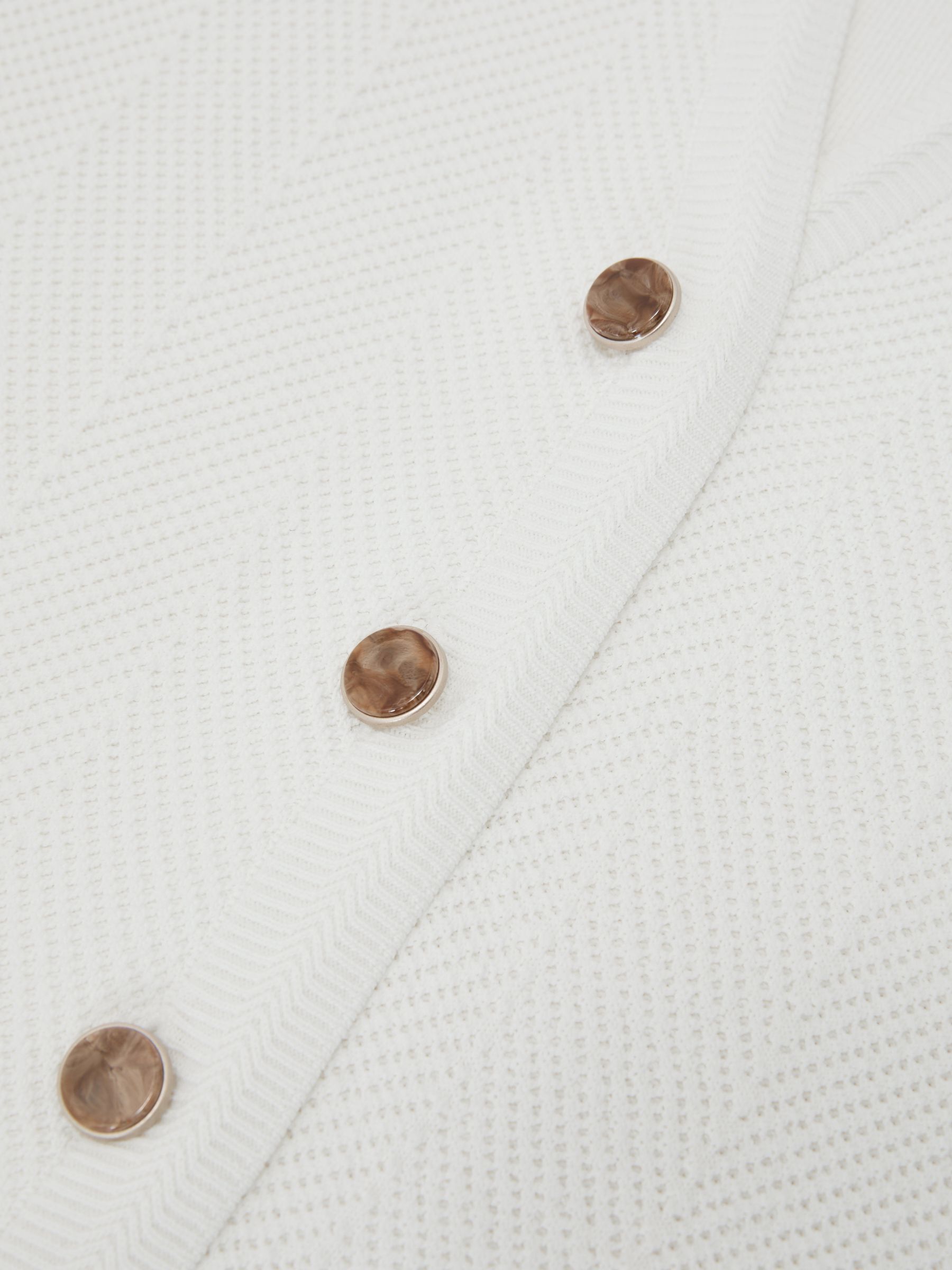 Textured-Knit Button-Through Waistcoat in White - image 3