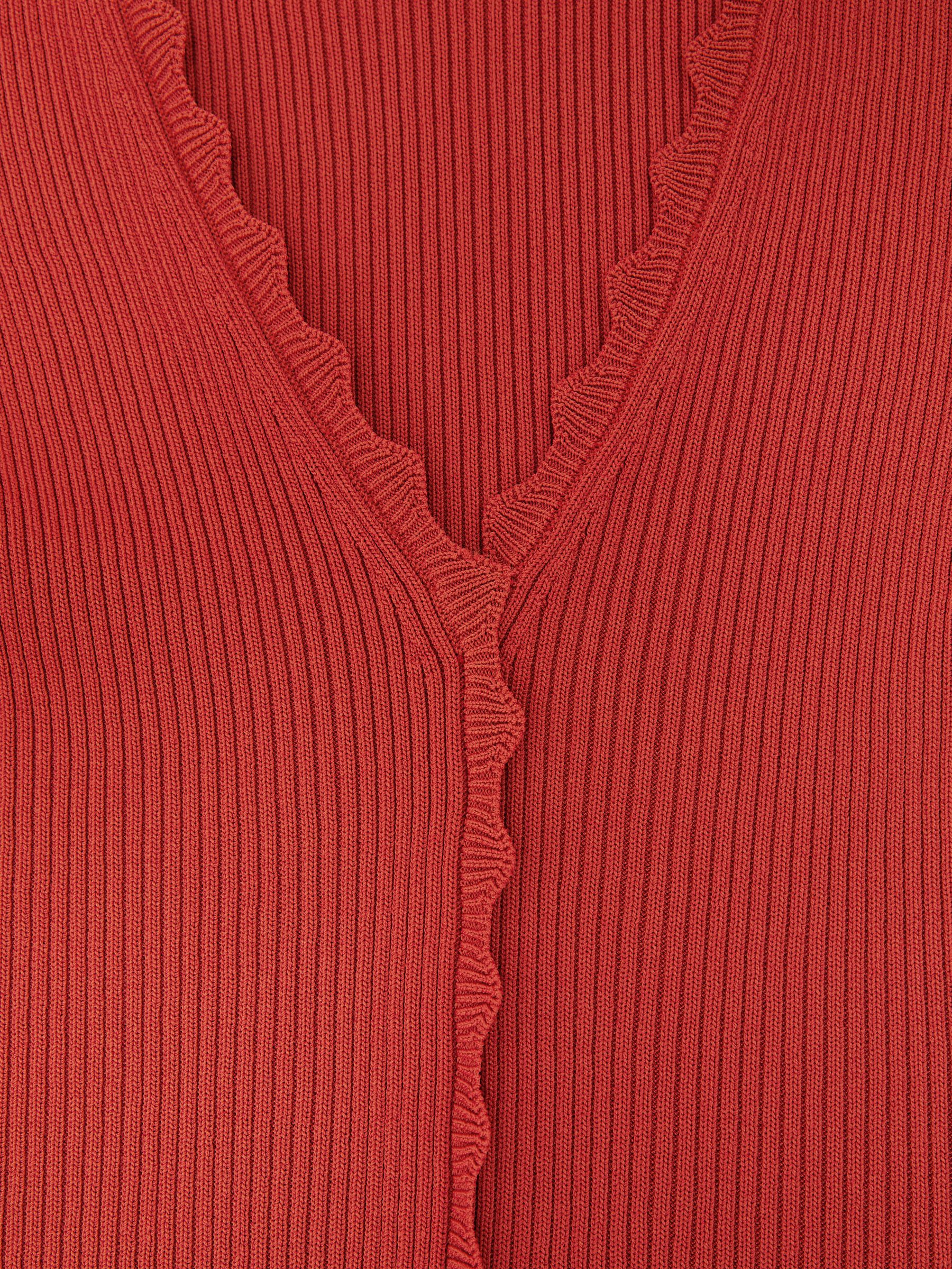 Scallop-Trim Rib-Knit Top in Rust Red - Image 7 of 7