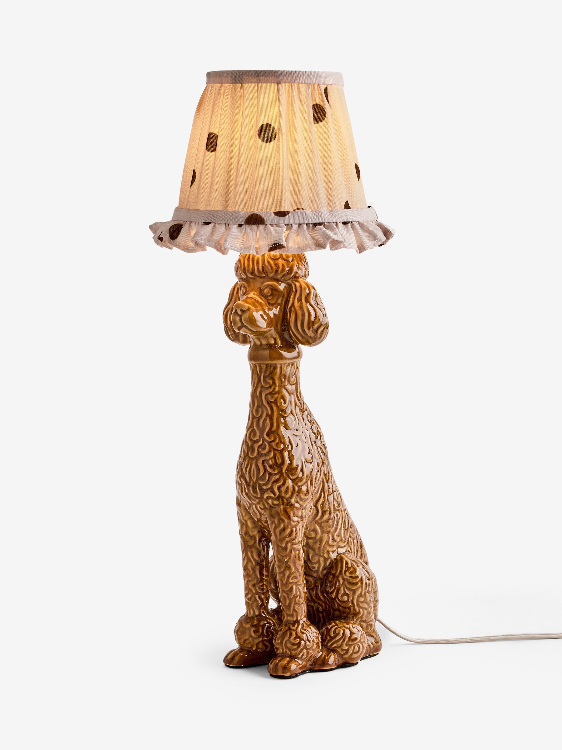 Poodle & Blonde Brown/Pink Ceramic Blondie The Poodle Table Lamp - Image 6 of 6
