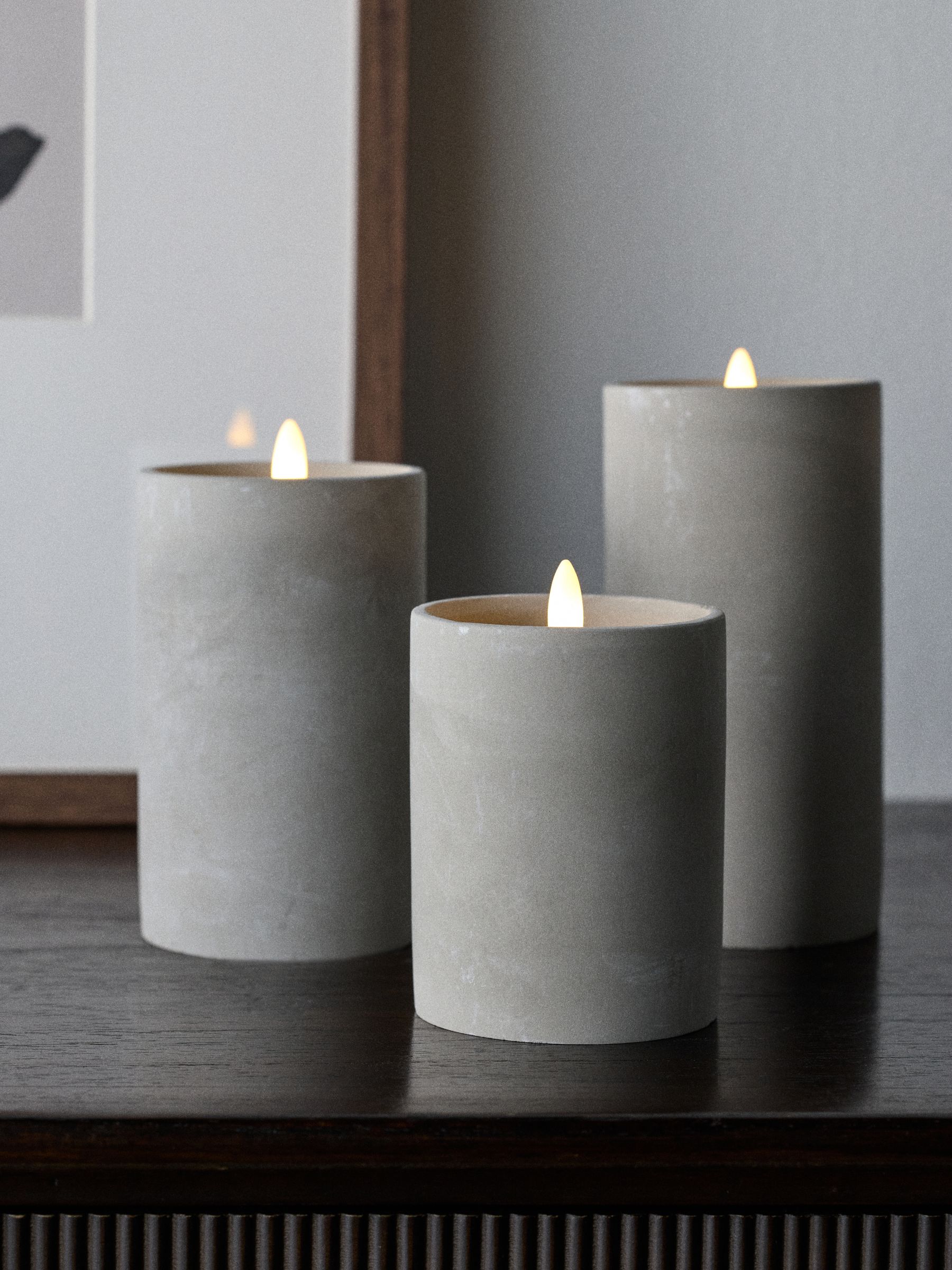 The Set 5 Pack Grey/Ecru Ceramic LED Candles - Image 5 of 5