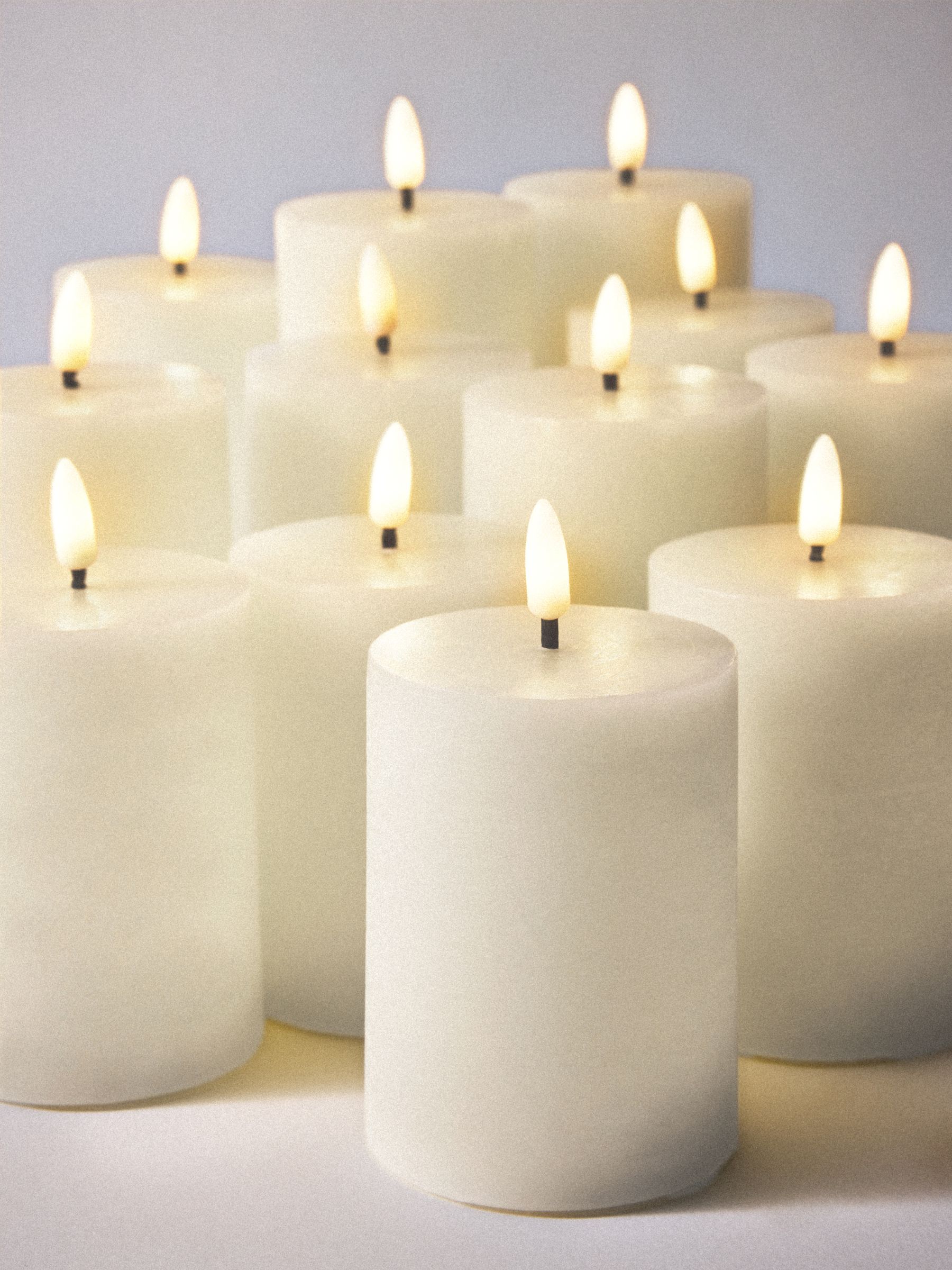 The Set 12 Pack Cream Real Wax LED Candles - Image 3 of 5