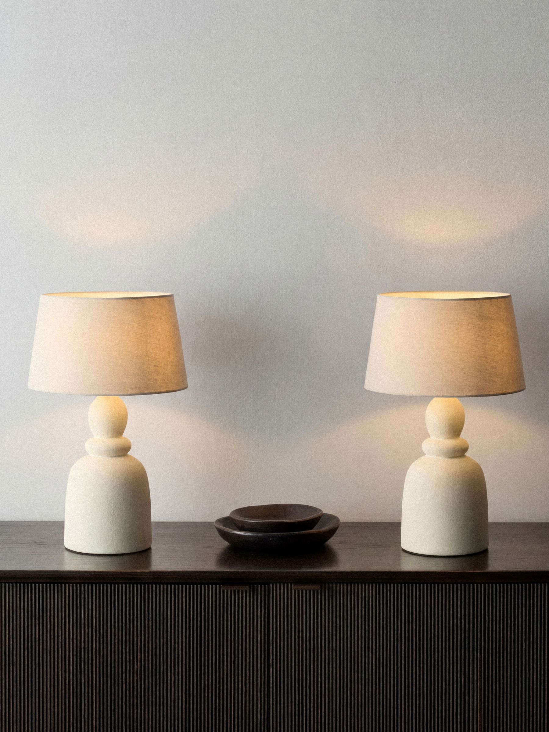 The Set 2 Pack Cream Textured Ceramic Table Lamp - Image 1 of 3