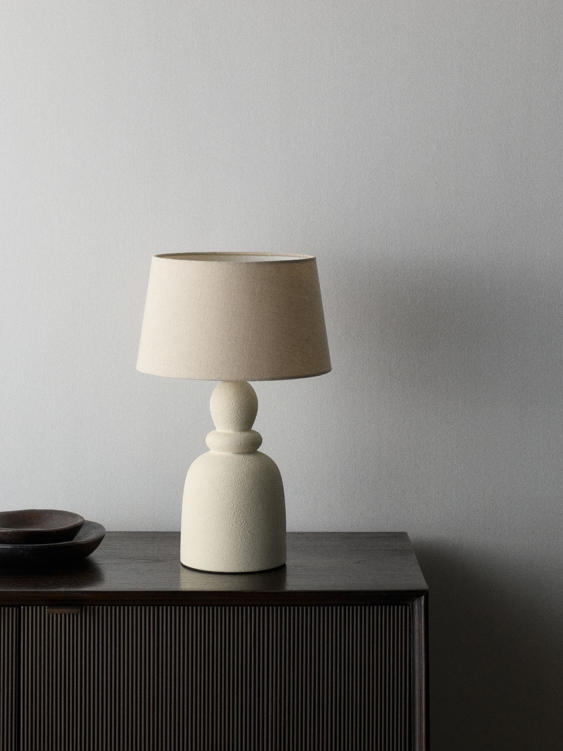 The Set 2 Pack Cream Textured Ceramic Table Lamp - Image 3 of 3