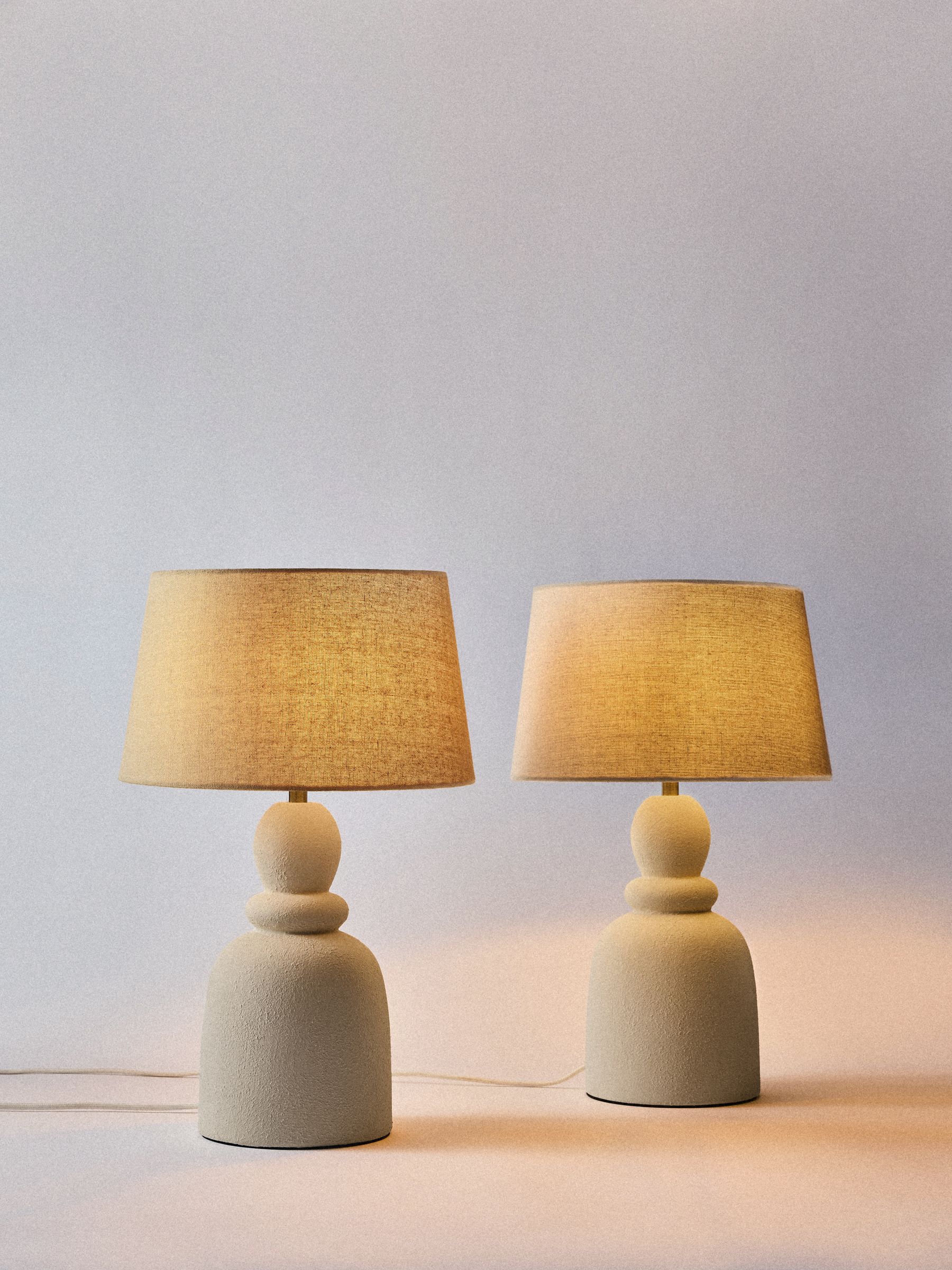 The Set 2 Pack Cream Textured Ceramic Table Lamp - Image 4 of 5
