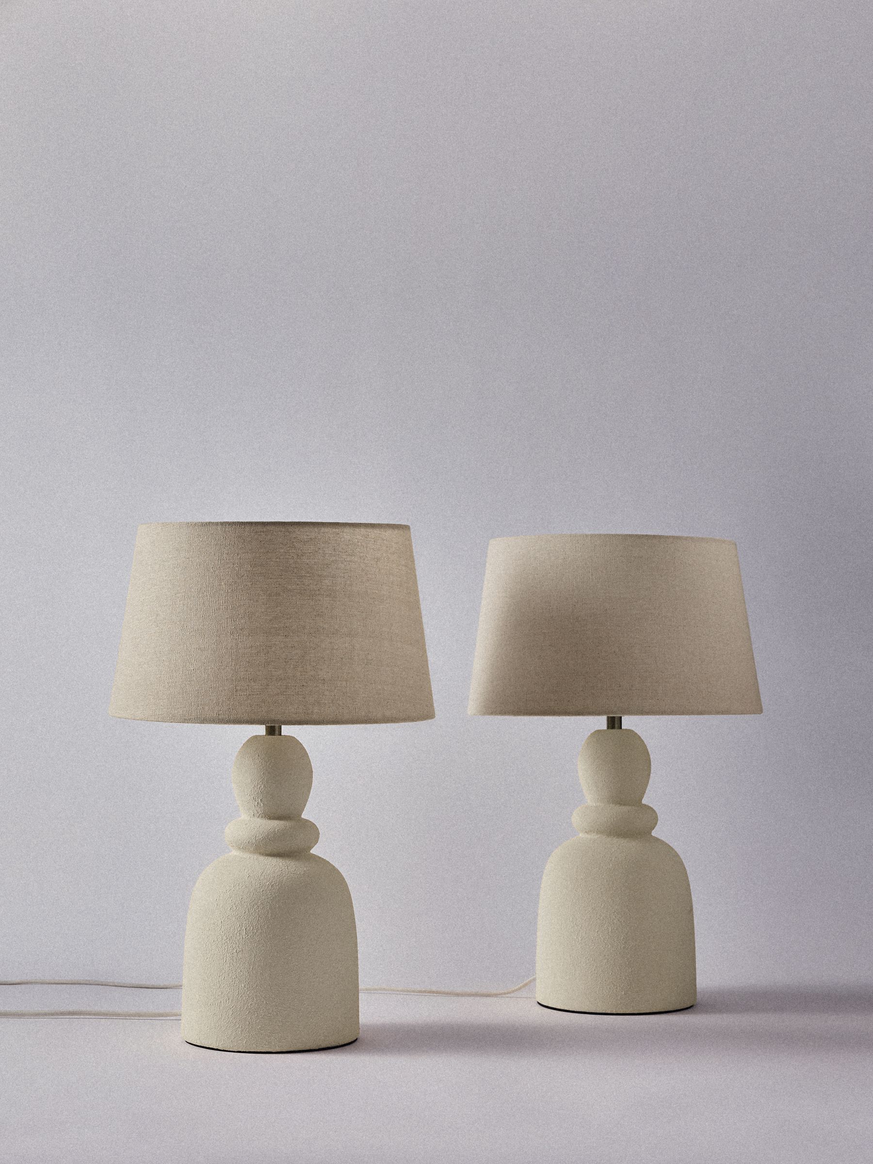 The Set 2 Pack Cream Textured Ceramic Table Lamp - Image 5 of 5