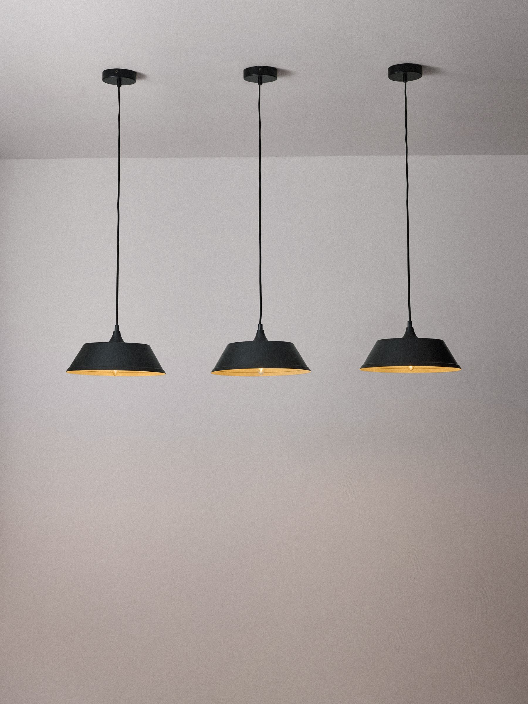 The Set 3 Pack Black Metal Pendant Ceiling Light - Image 3 of 7