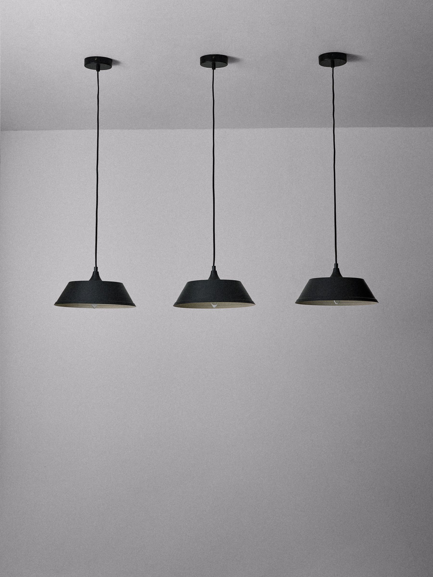 The Set 3 Pack Black Metal Pendant Ceiling Light - Image 4 of 7