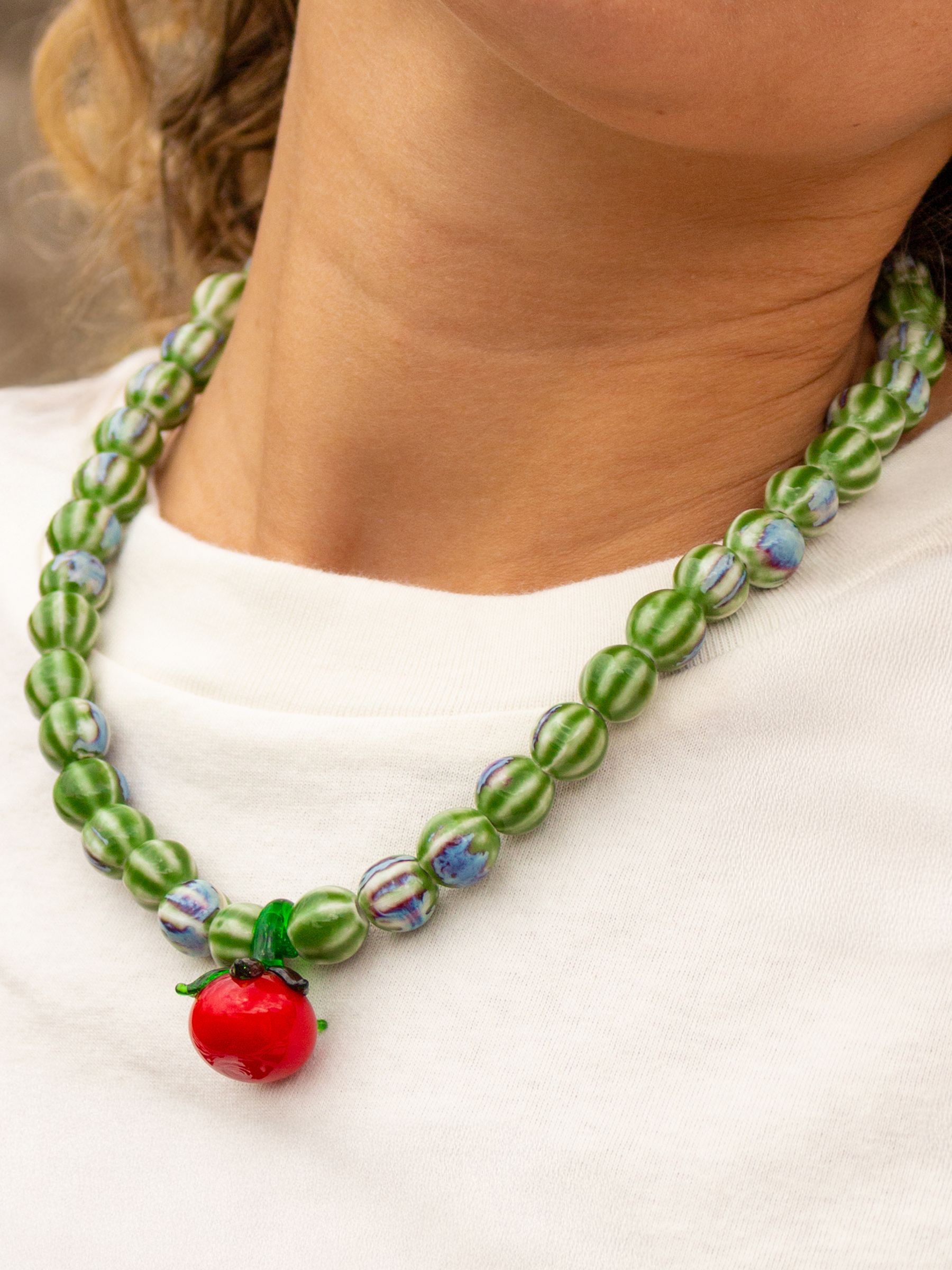 Minerva Green Necklace with Tomato Charm - Image 3 of 3