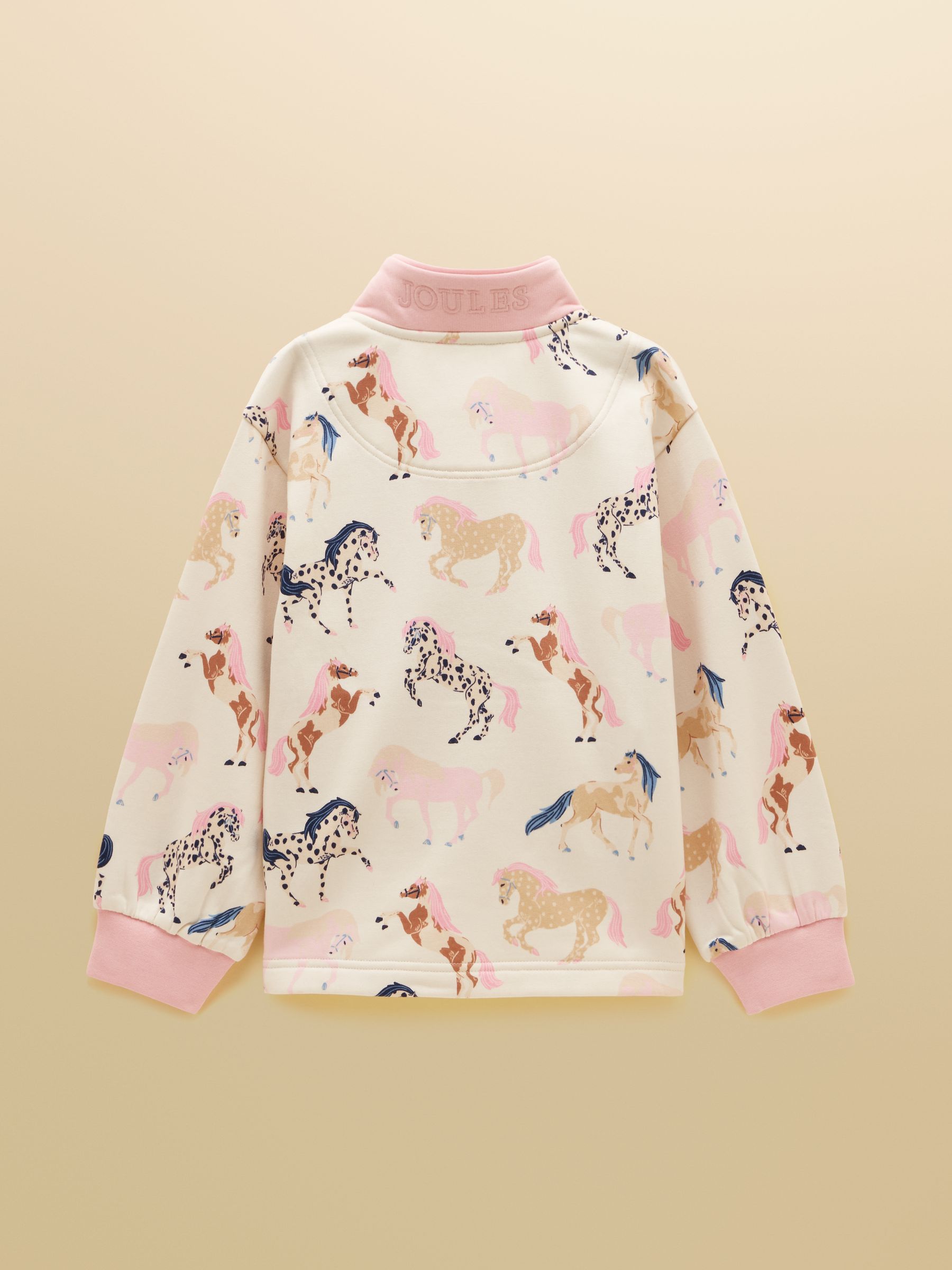 Girls' Burnham Cream Horse Print Funnel Neck Sweatshirt - Image 2 of 6