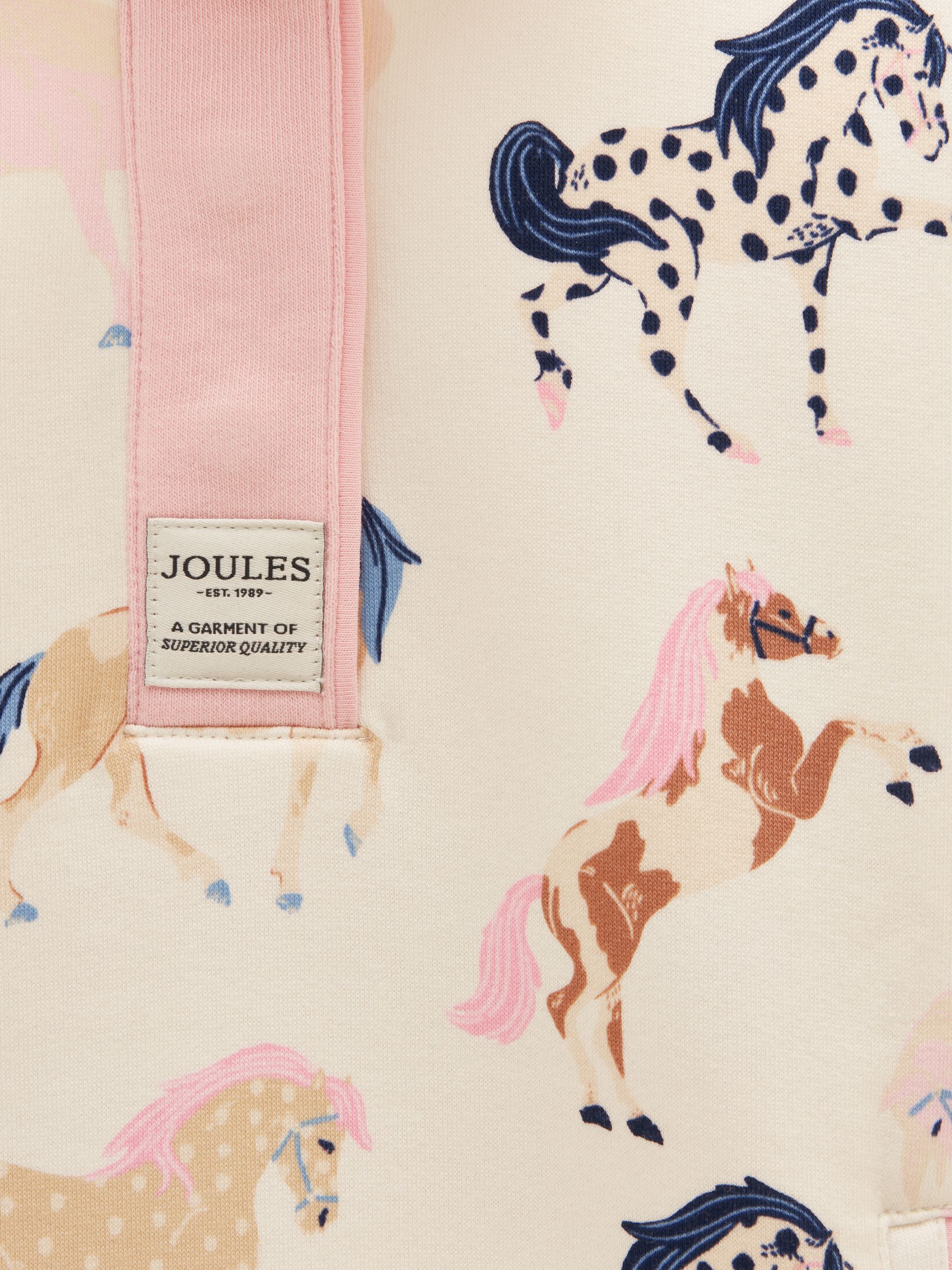 Girls' Burnham Cream Horse Print Funnel Neck Sweatshirt - Image 3 of 6