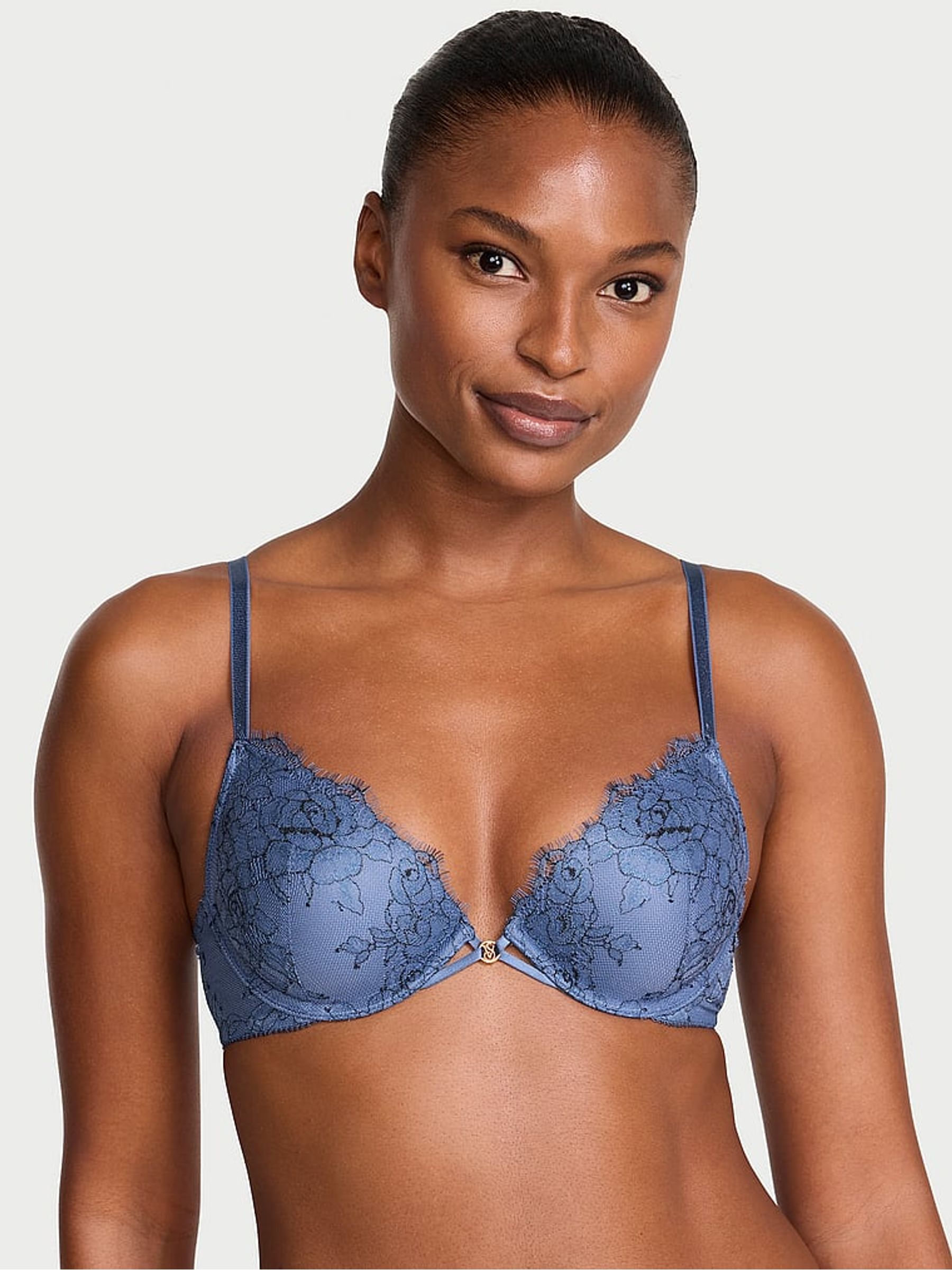 Denim Blue Rose Lightly Lined Demi Lace Bra - Image 1 of 2