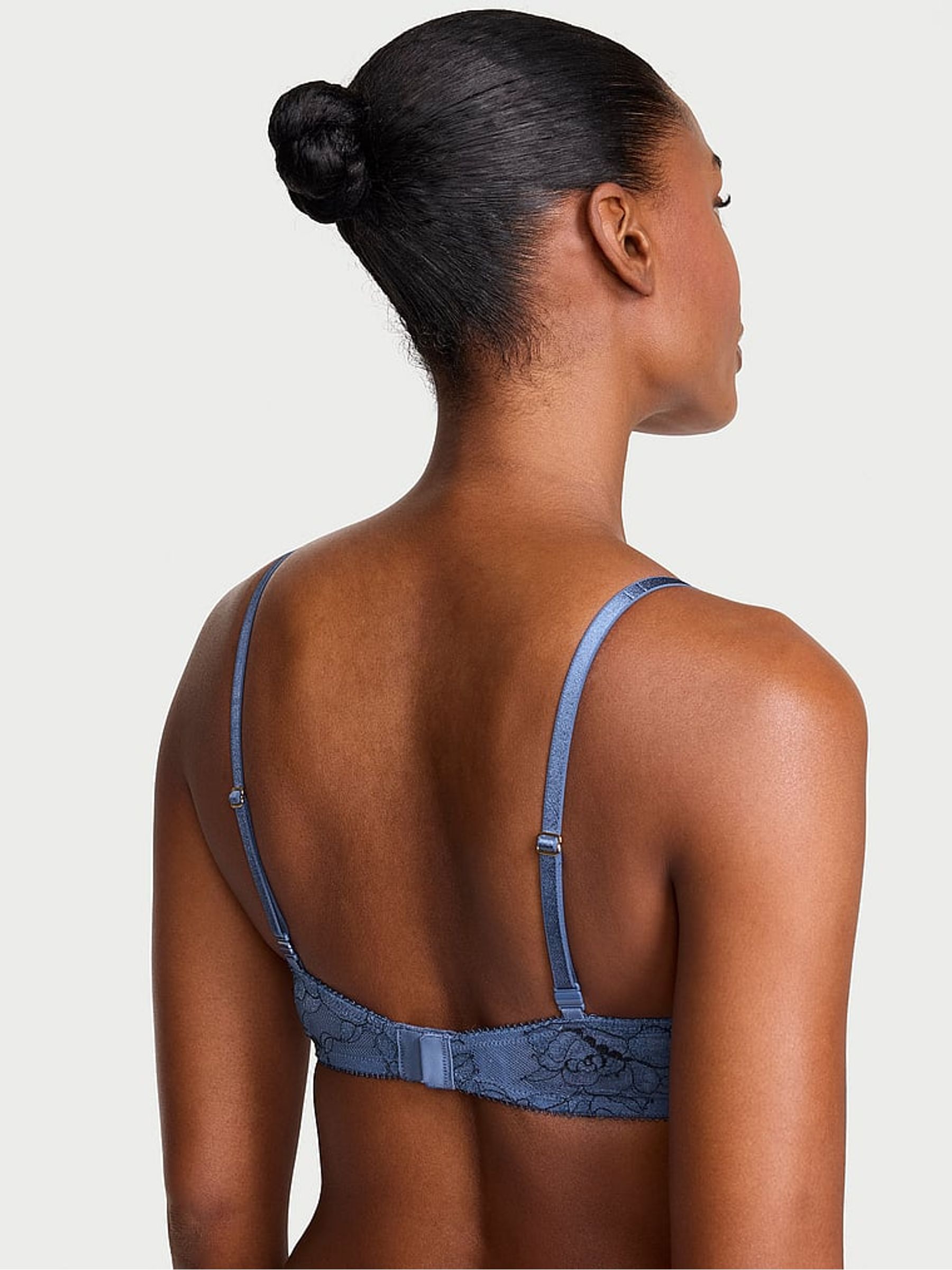 Denim Blue Rose Lightly Lined Demi Lace Bra - Image 2 of 2