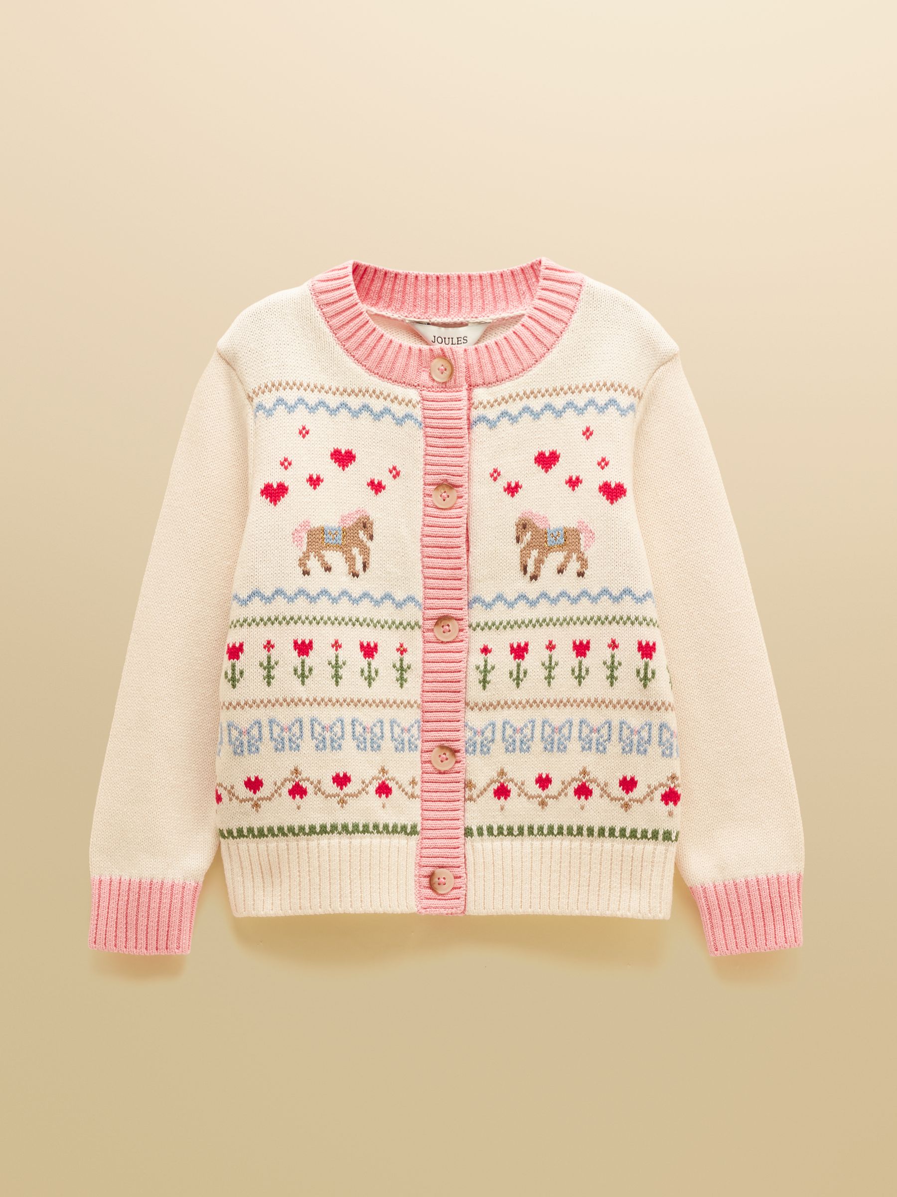 Girls' Pippa Cream Horse Knitted Cardigan - Image 1 of 5