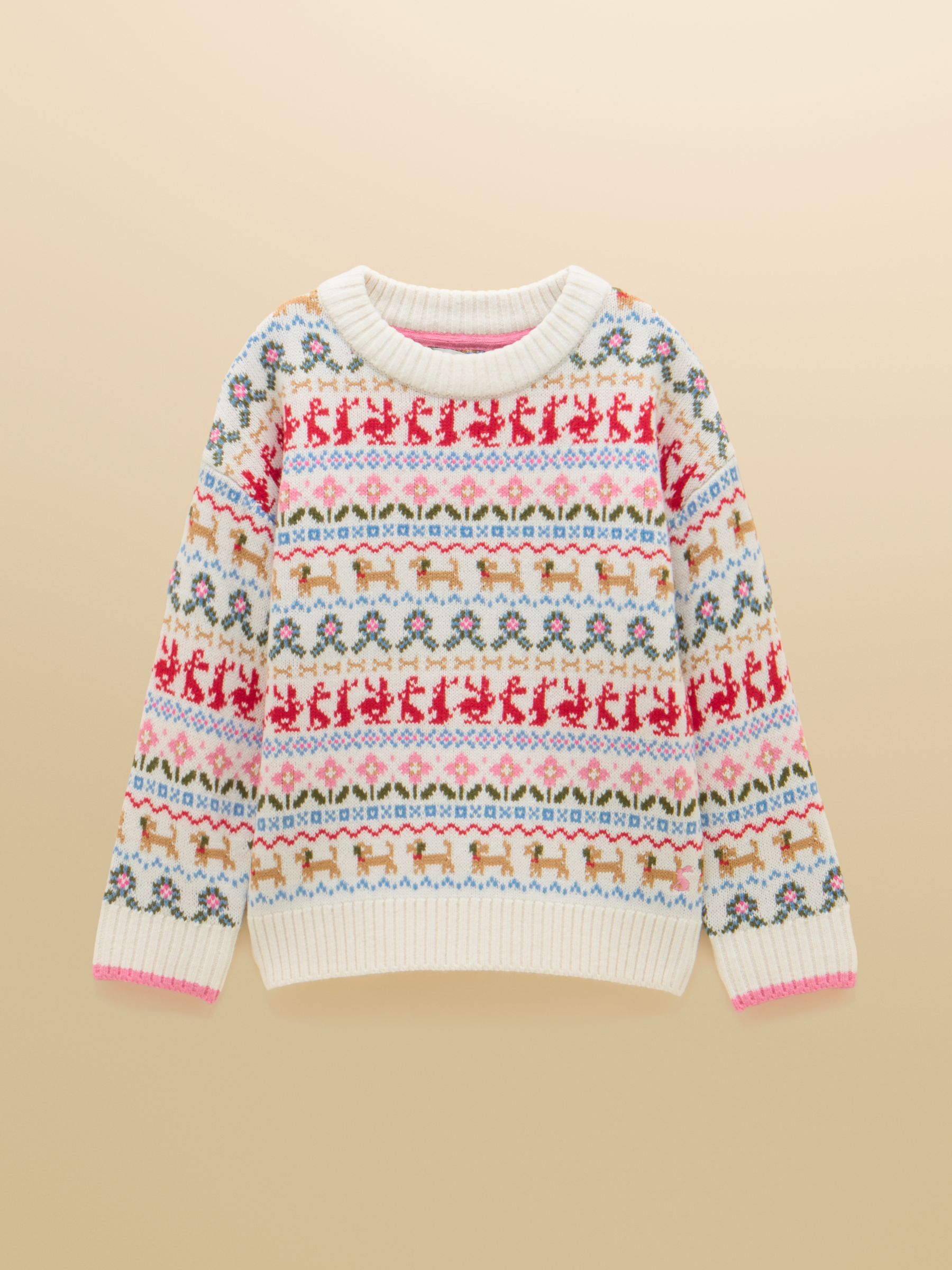 Girls' Ivy Beige Woodland Fair Isle Jumper - Image 1 of 4