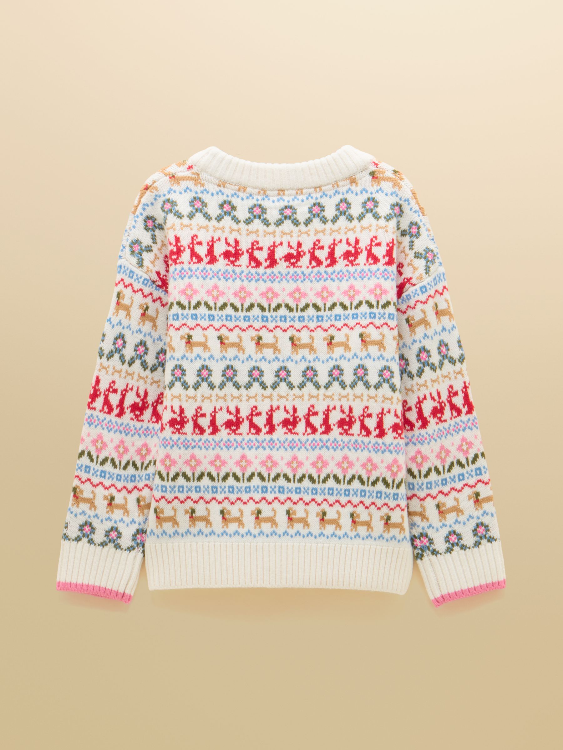 Girls' Ivy Beige Woodland Fair Isle Jumper - Image 2 of 4