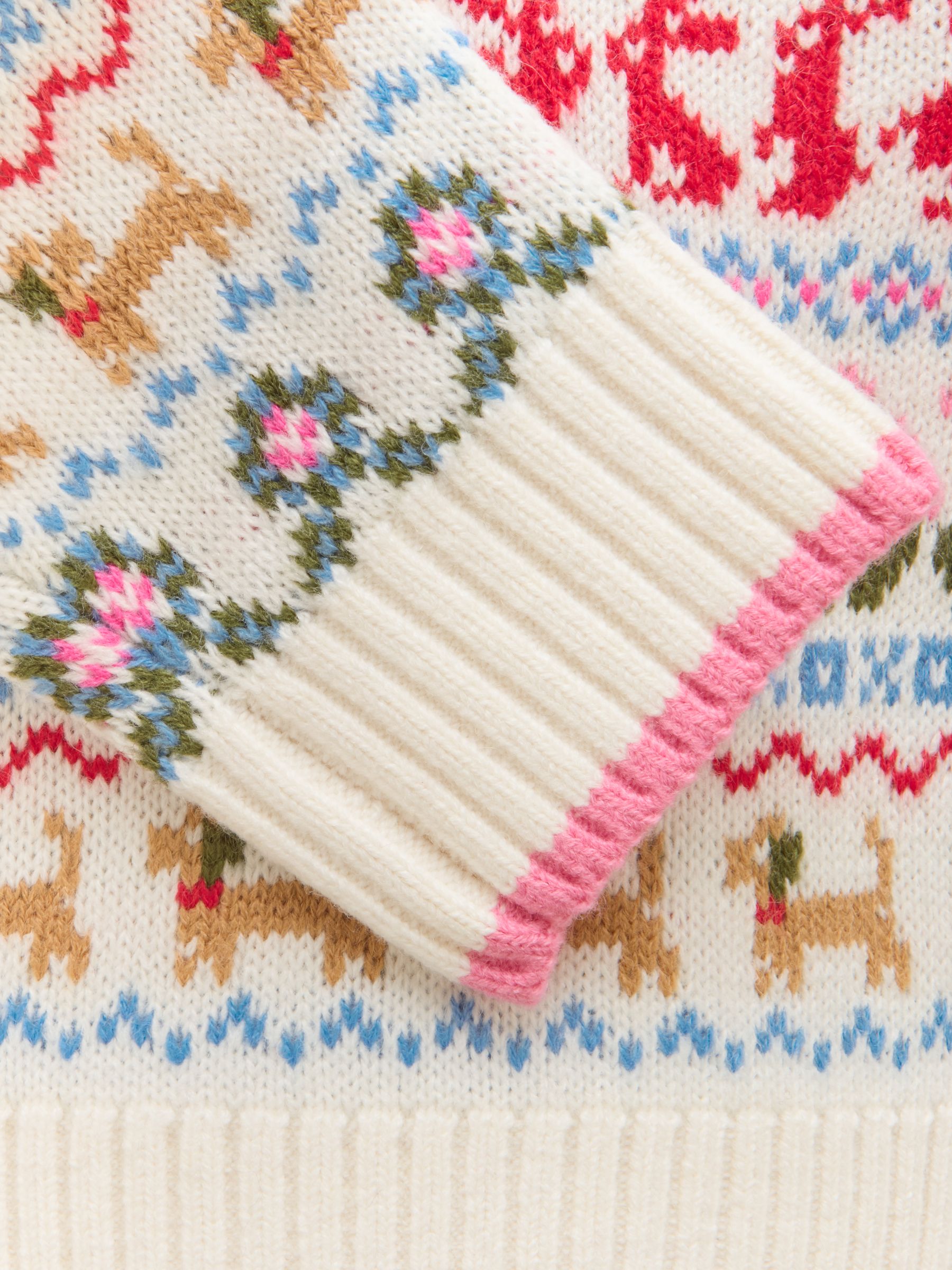 Girls' Ivy Beige Woodland Fair Isle Jumper - Image 3 of 4