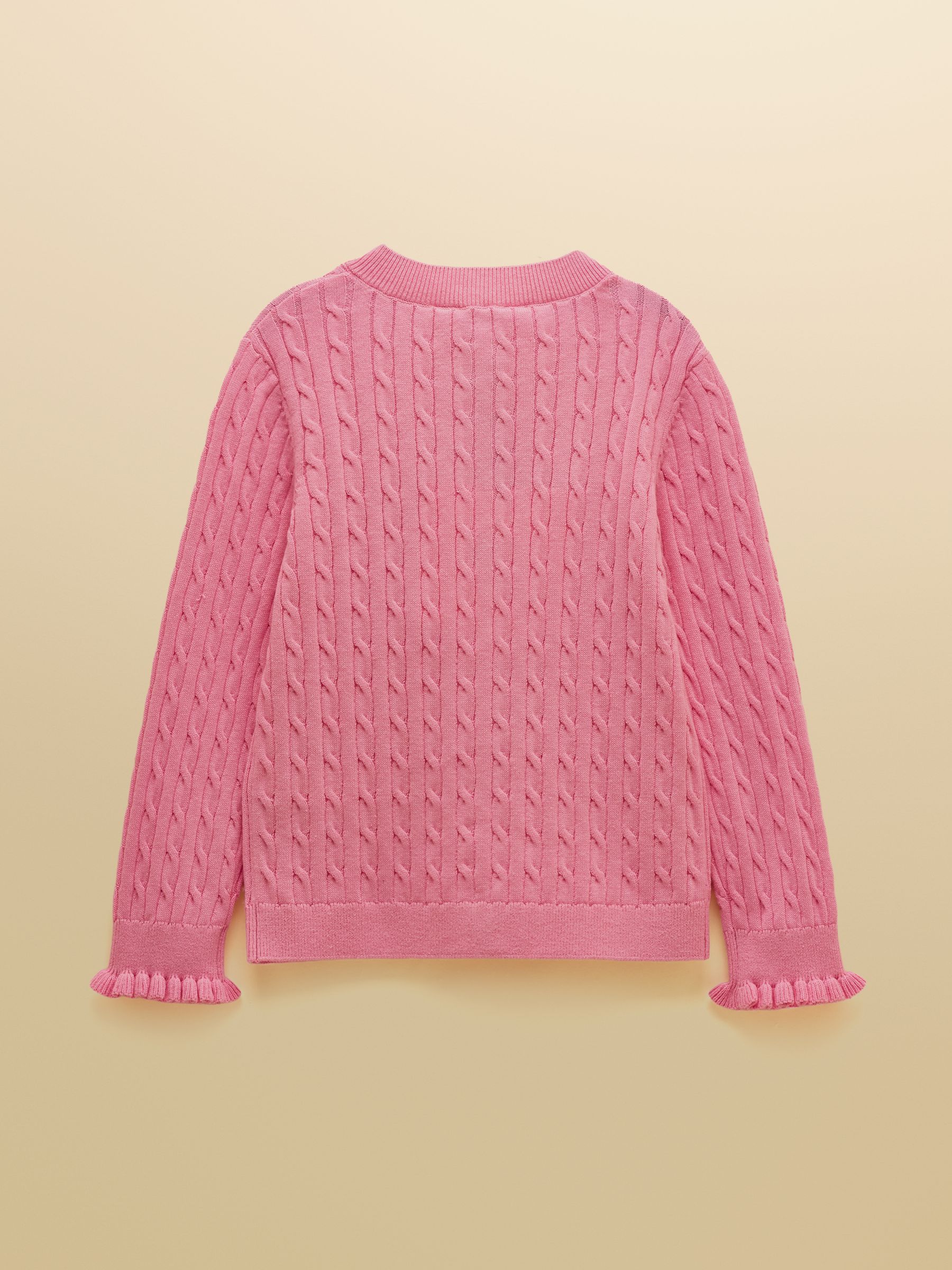 Girls' Mallory Pink Cable Cardigan - Image 2 of 4 Girls' Mallory Pink Cable Cardigan - Image 2 of 4