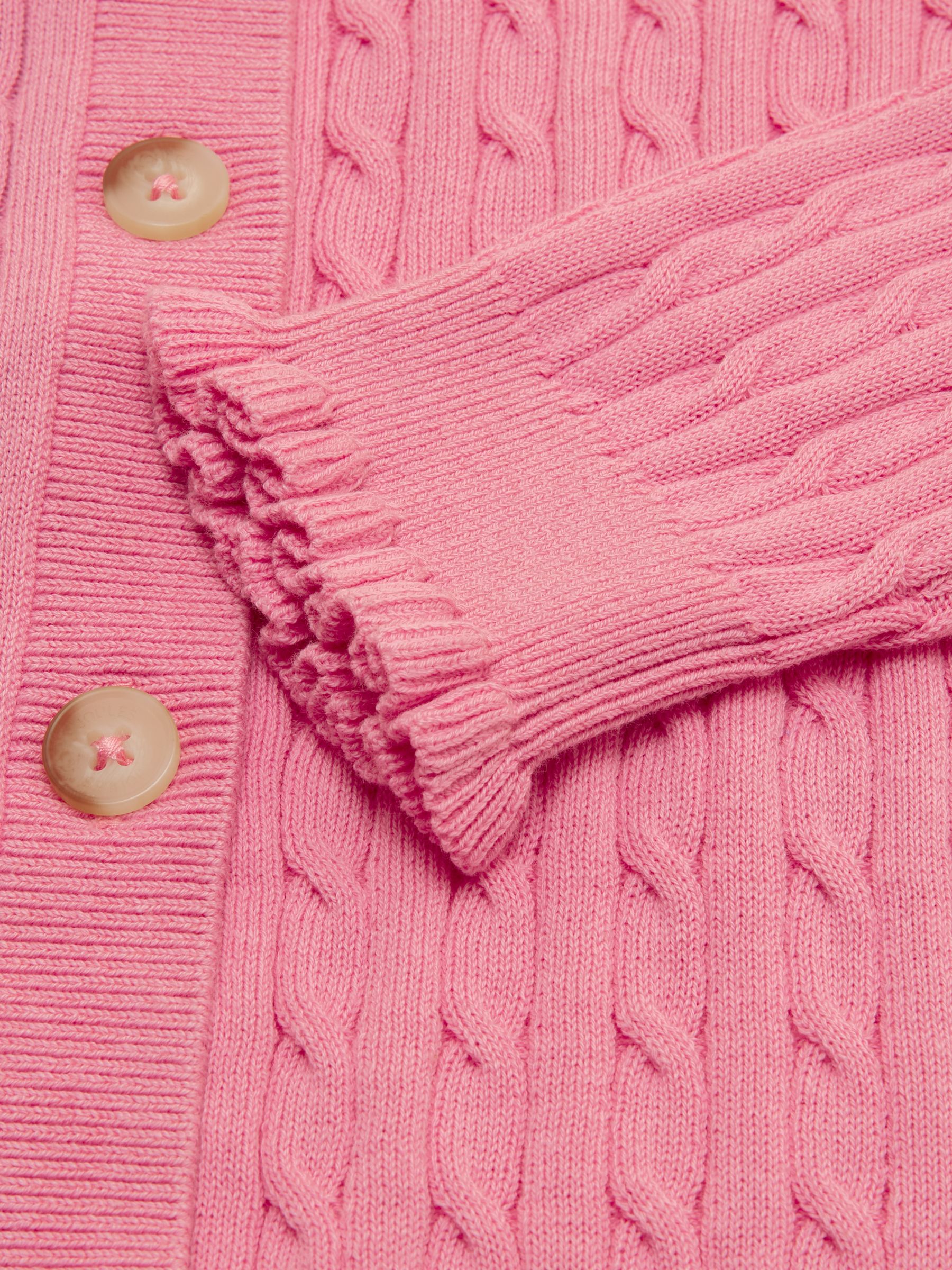 Girls' Mallory Pink Cable Cardigan - Image 4 of 4 Girls' Mallory Pink Cable Cardigan - Image 4 of 4