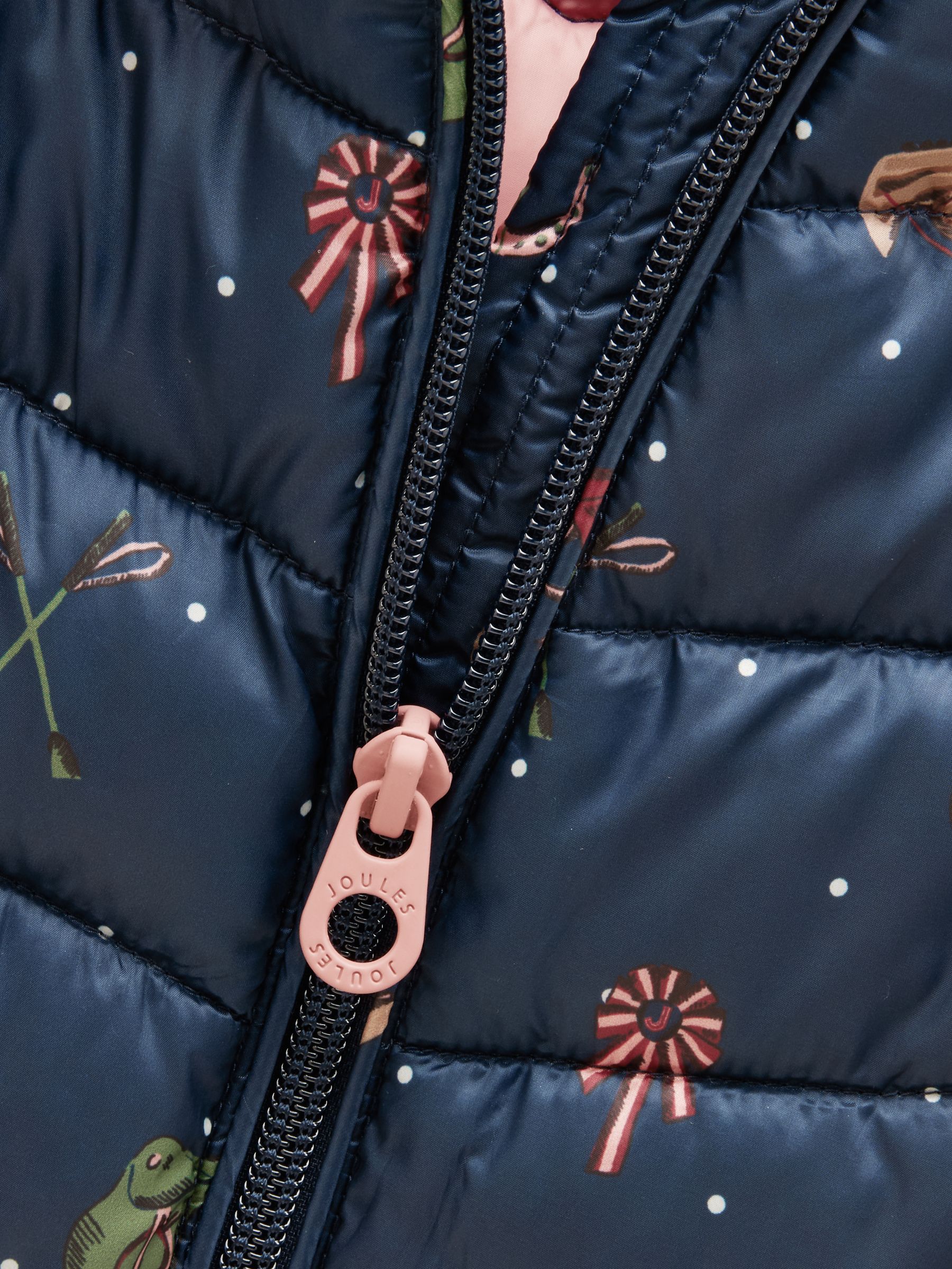 Kids' Cairn Navy Horse Showerproof Padded Coat with Hood - Image 4 of 5