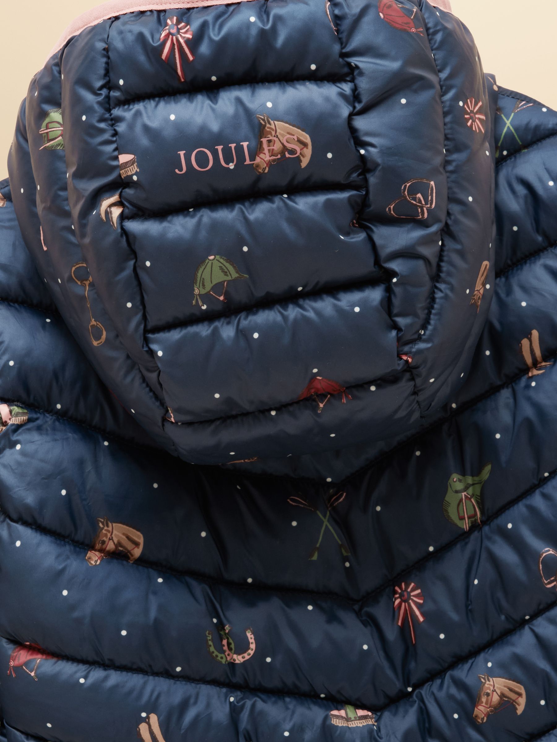 Kids' Cairn Navy Horse Showerproof Padded Coat with Hood - Image 5 of 5