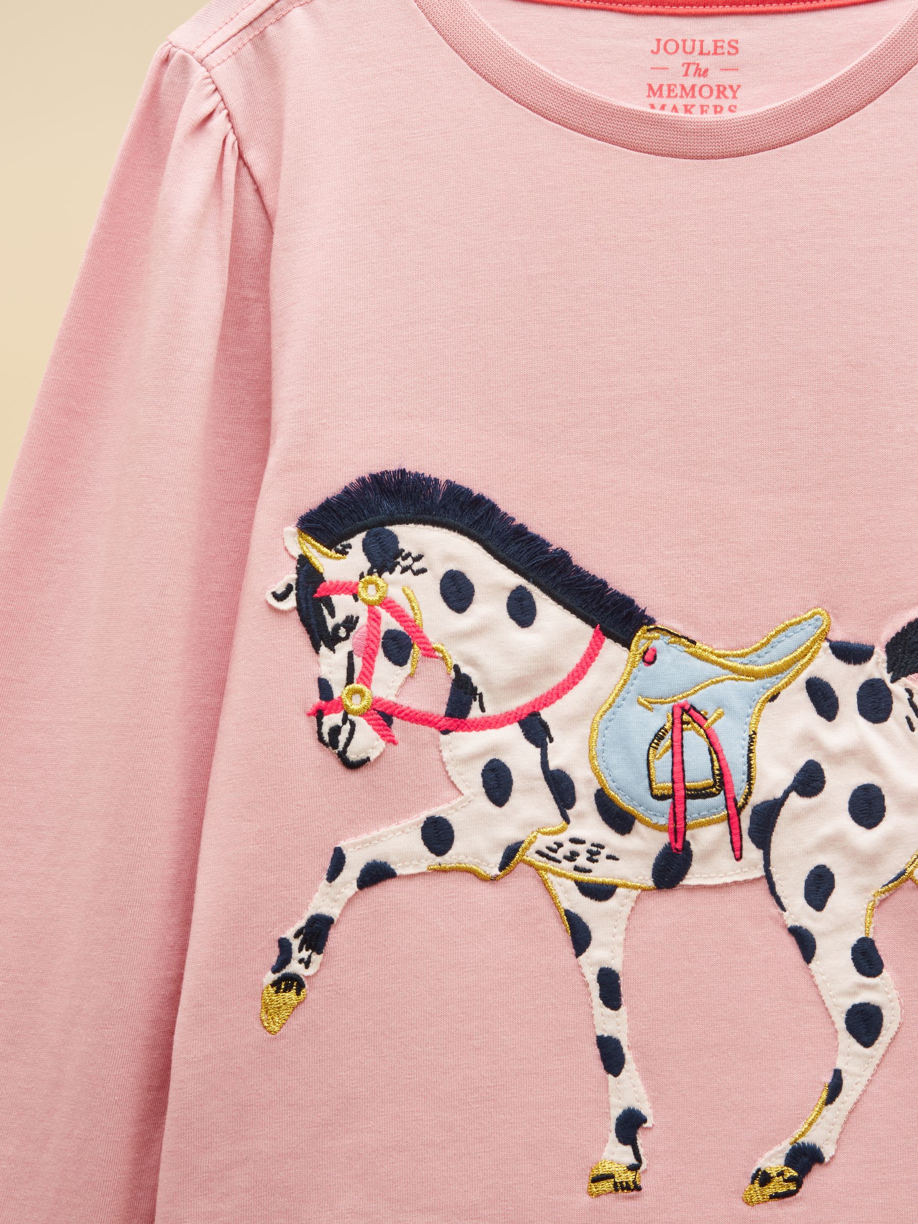 Girls' Ava Pink Horse Applique Long Sleeve Top - Image 3 of 5