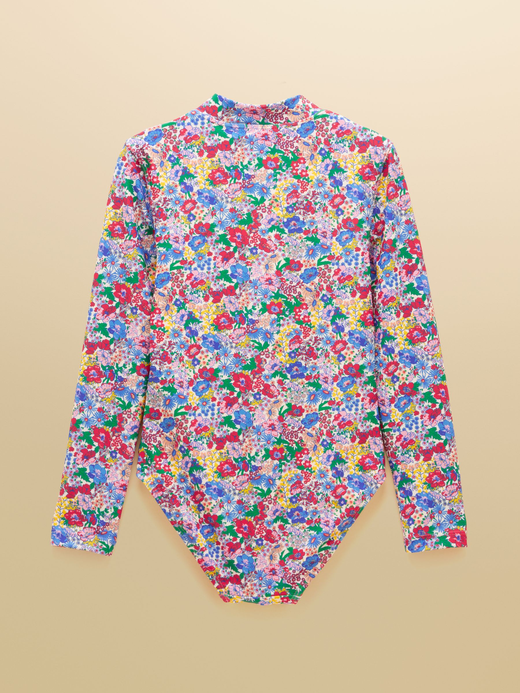 Girls' Pink Ditsy Long Sleeve Sunsafe Swimsuit - Image 2 of 5 Girls' Pink Ditsy Long Sleeve Sunsafe Swimsuit - Image 2 of 5